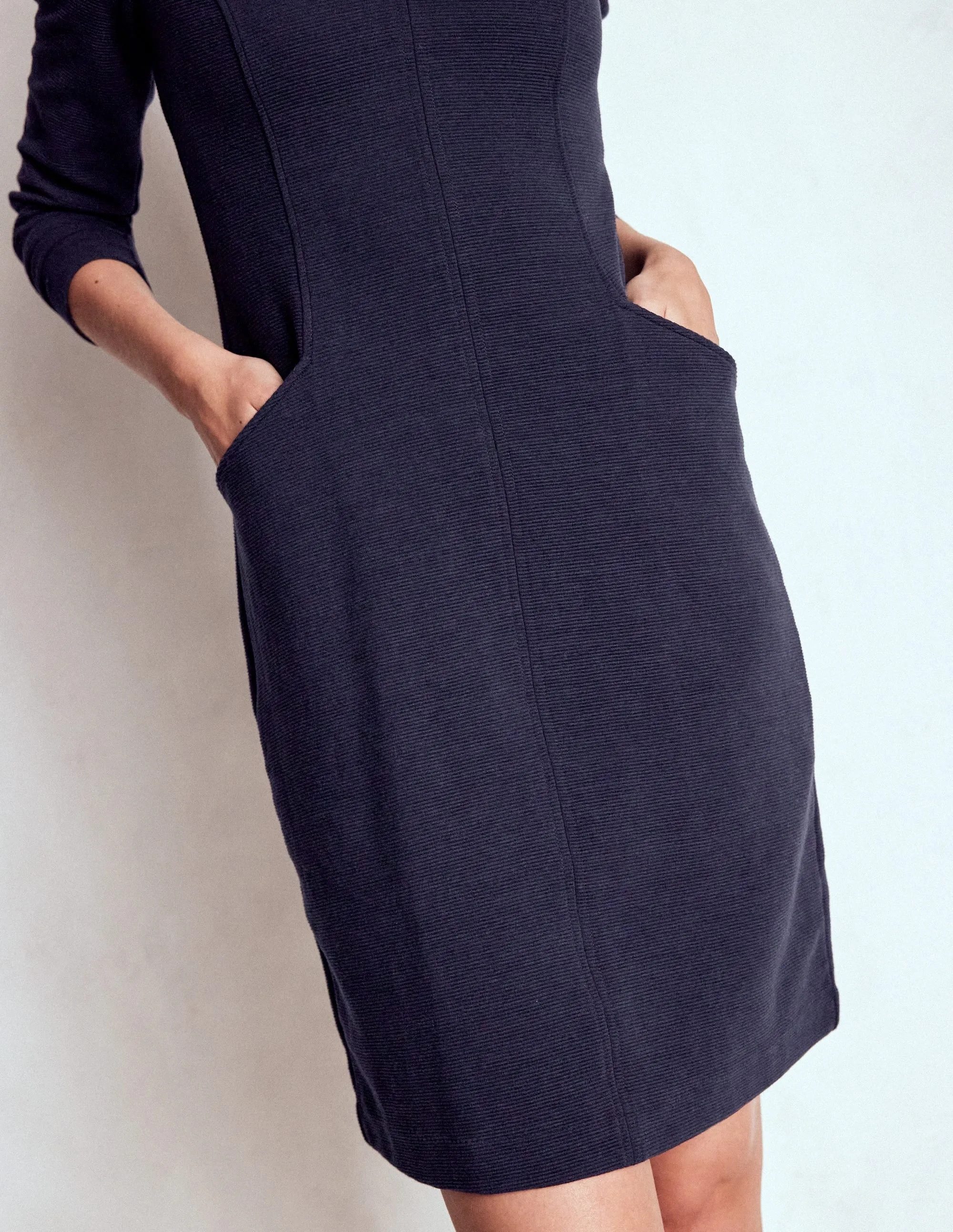 Party Rush Ellen V-neck Ottoman Dress-Navy