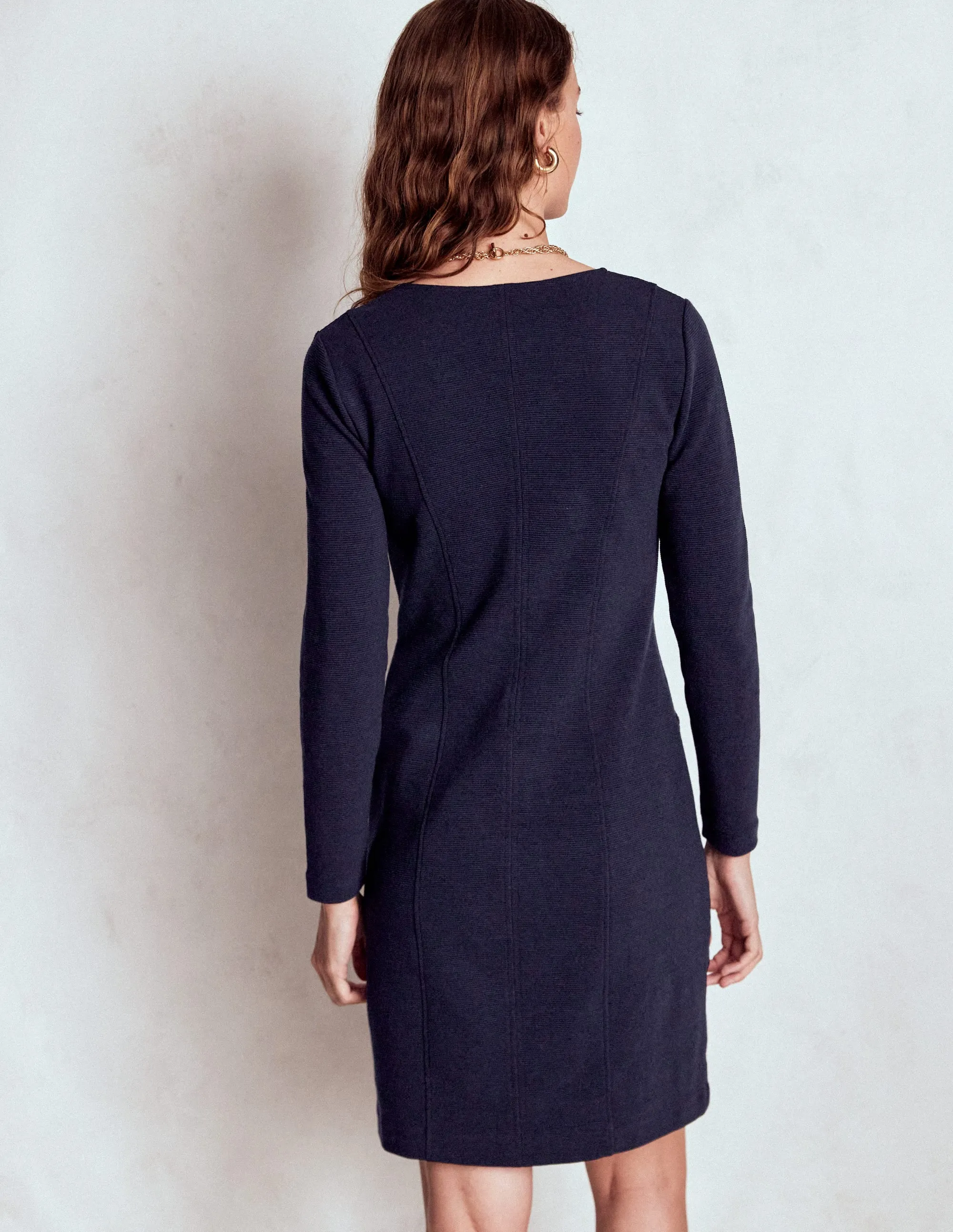 Ellen V-neck Ottoman Dress-Navy Boho chic