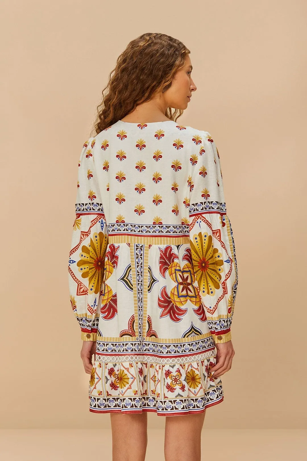 Shine Star Trend Pop Off-White Marys Tiles LENZING? ECOVERO? Euroflax? Mini Dress