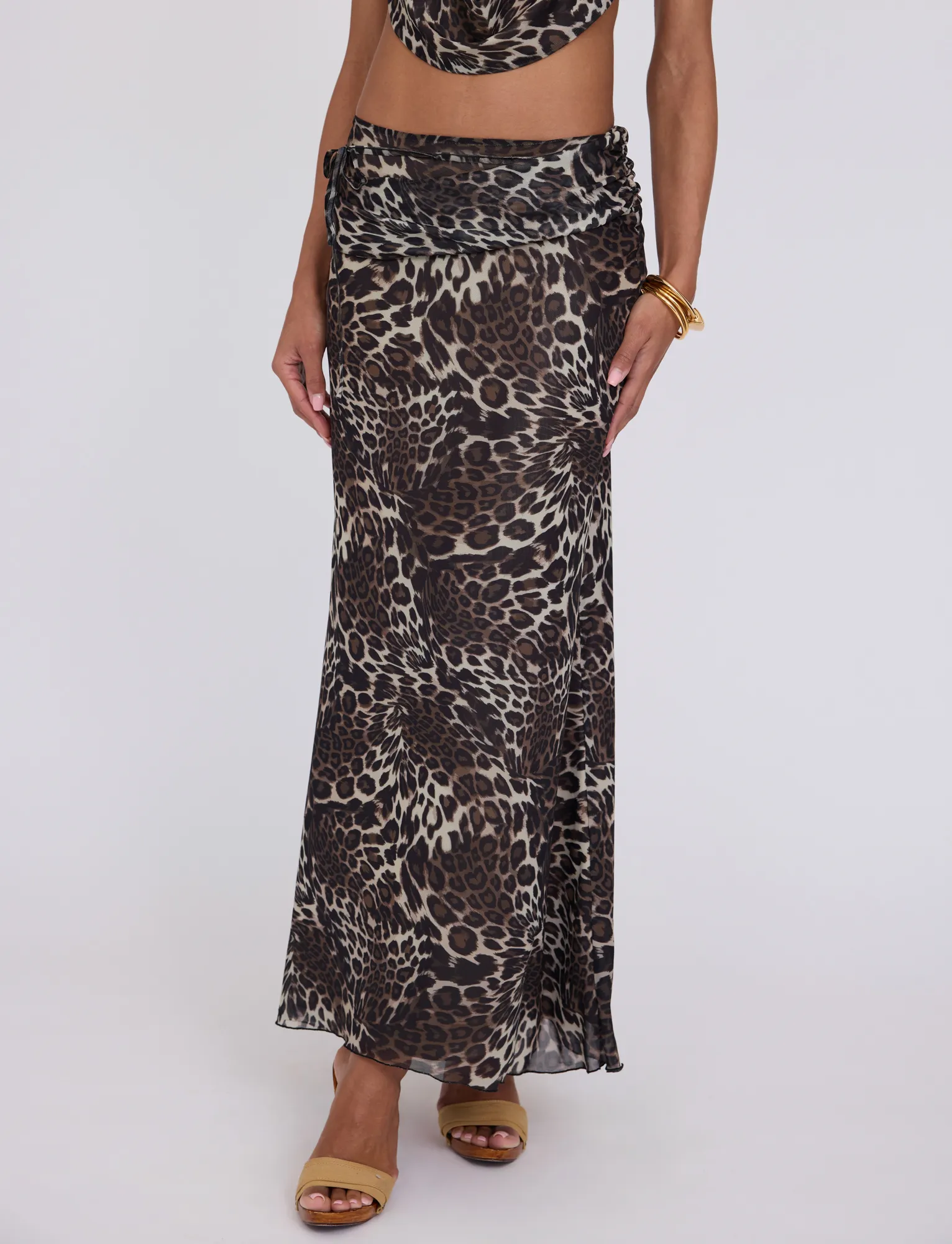 PEARL MAXI SKIRT - MULTI : LEOPARD Crisscross Back Sleek Detail