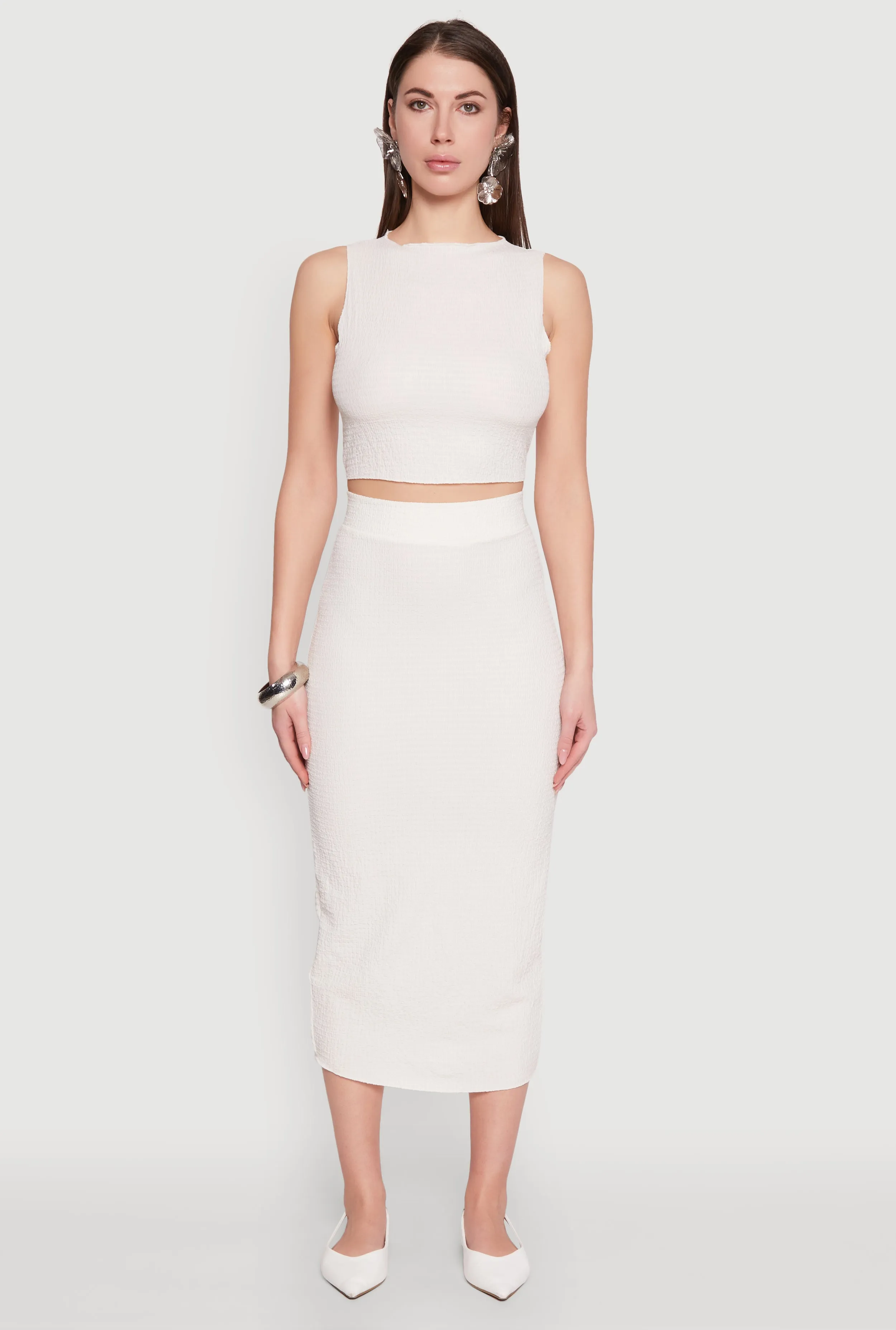 Textured Knit Midi Pencil Skirt Bold Statement Runway Ready