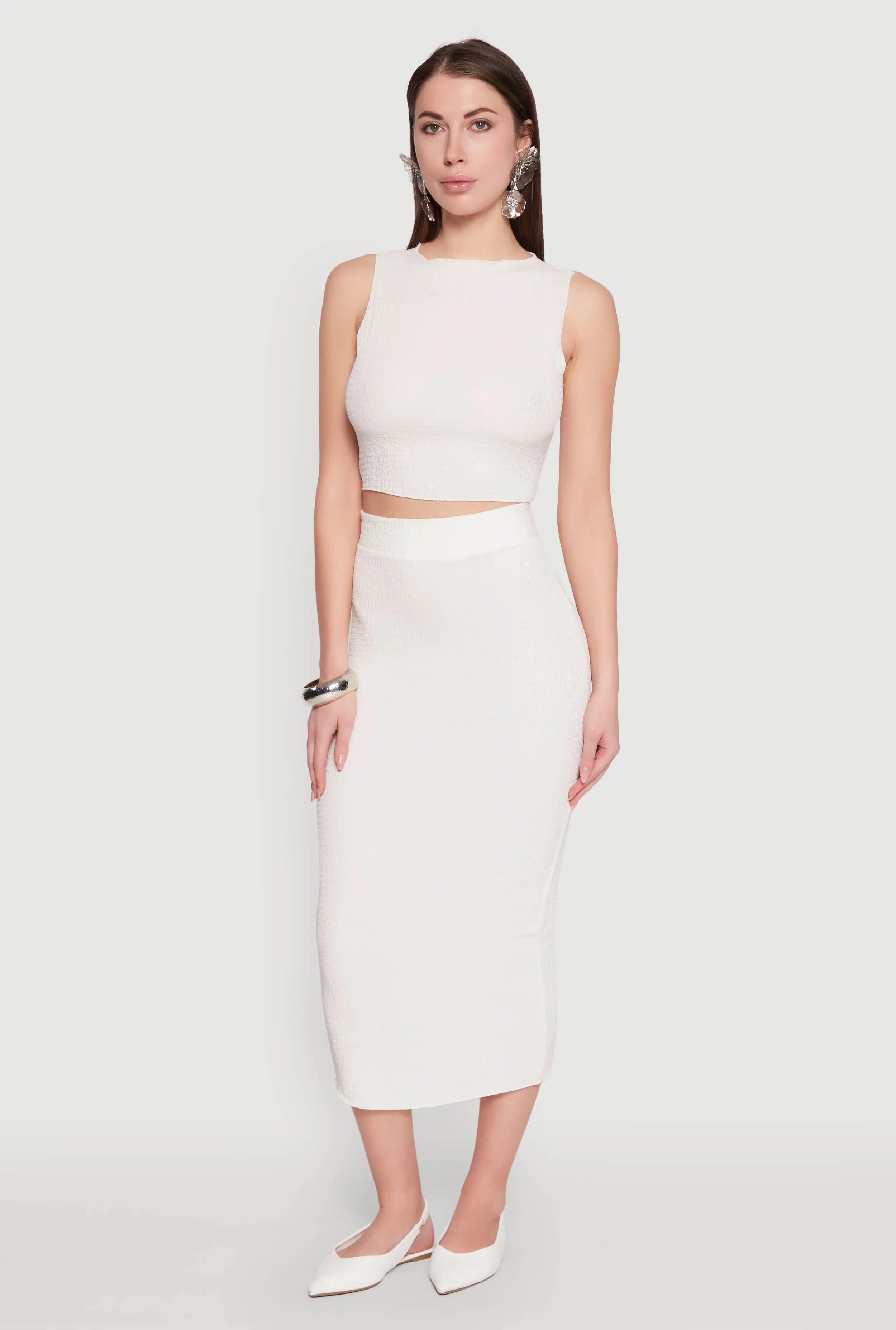 Road Trip Trendy Style Textured Knit Midi Pencil Skirt