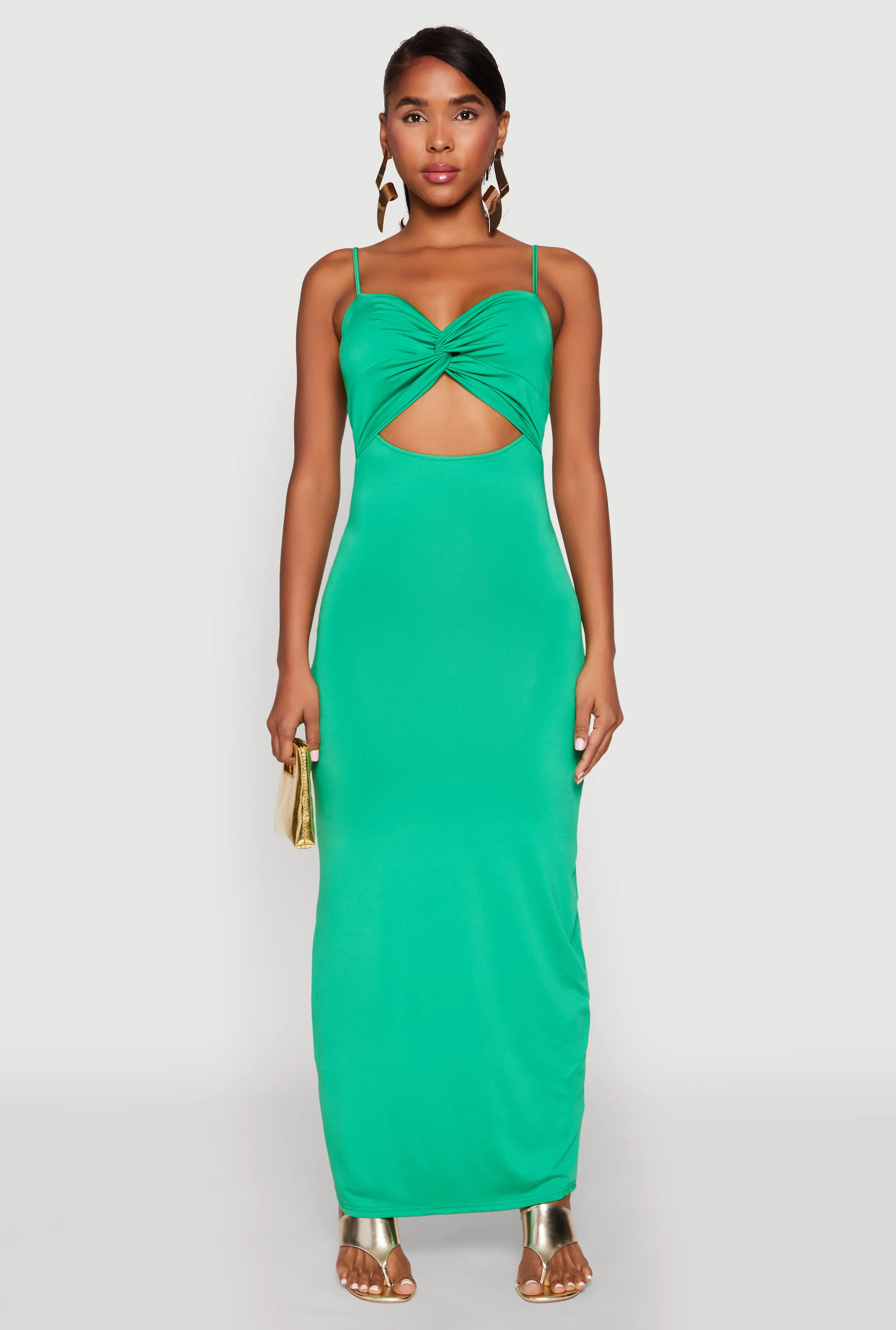 Twist Front Cut Out Maxi Dress Lantern Glow Comfortable event wear