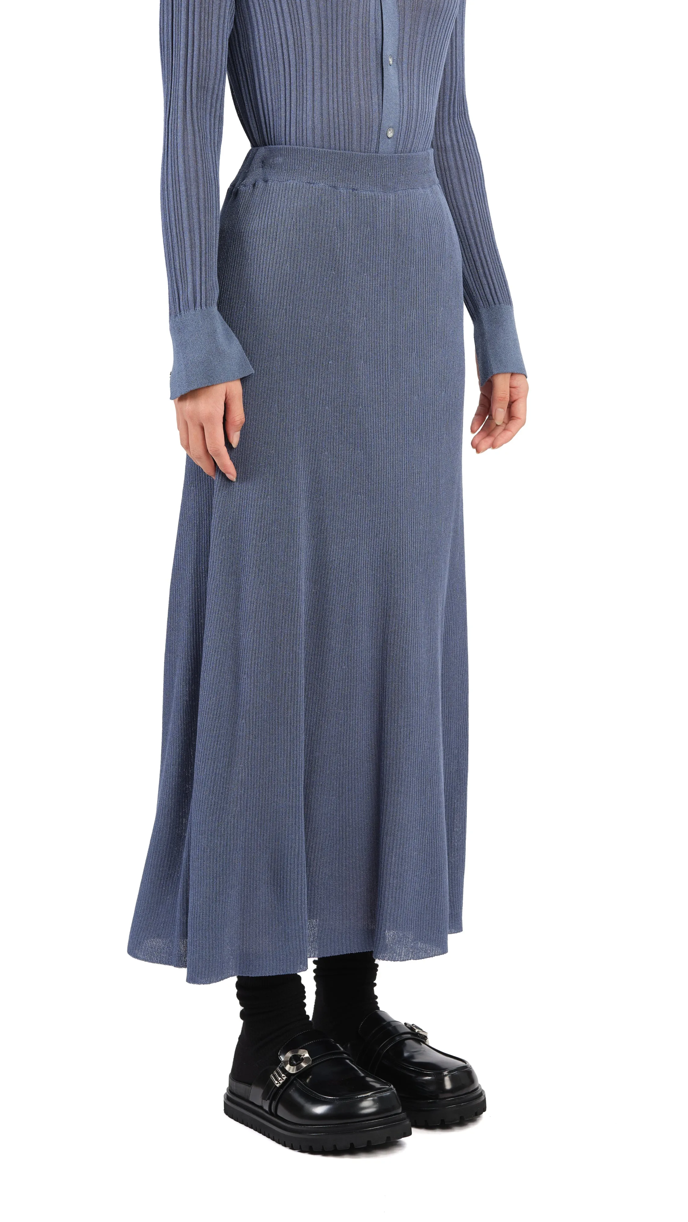 Lurex Knit Skirt Foil Print Cultural Event