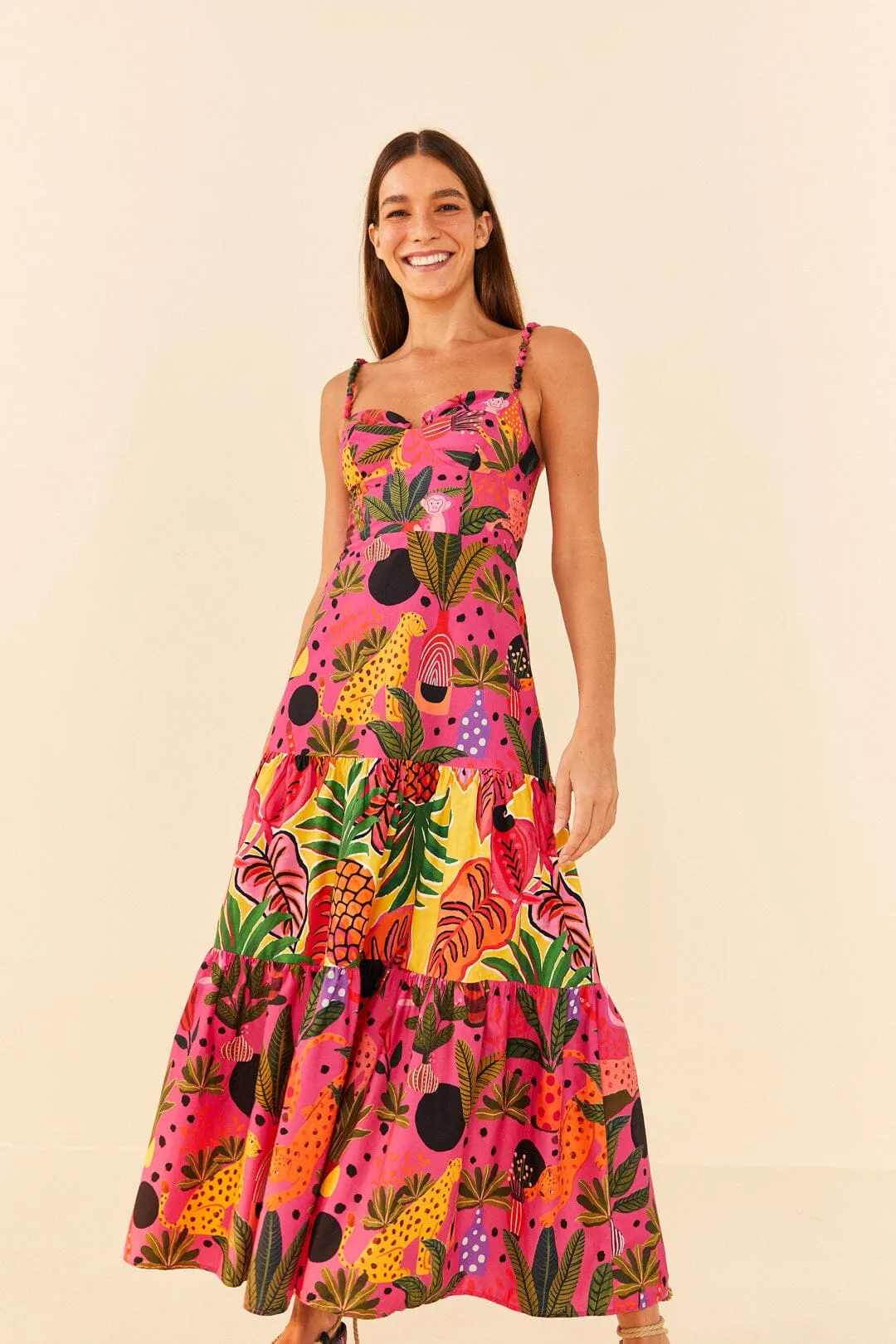 Pink Pop Leopards Mixed Midi Dress Diamond Glow Smart Chic