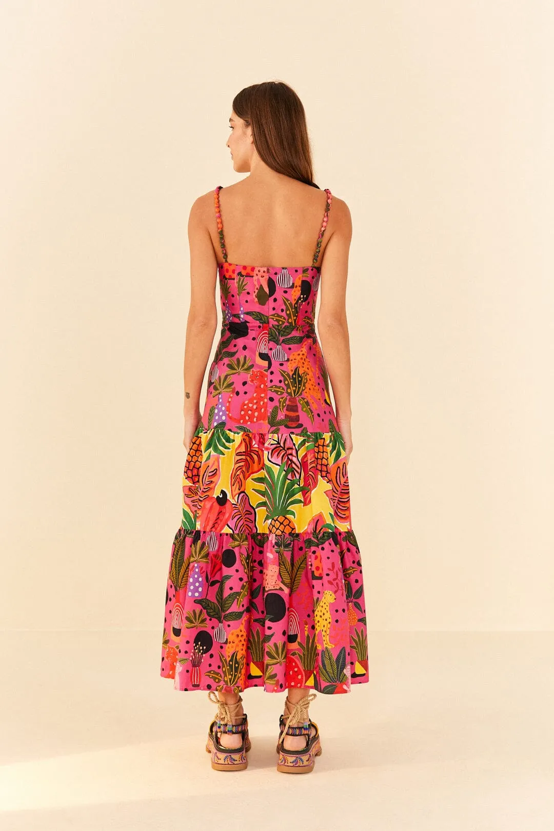 skin friendly trendy details Pink Pop Leopards Mixed Midi Dress