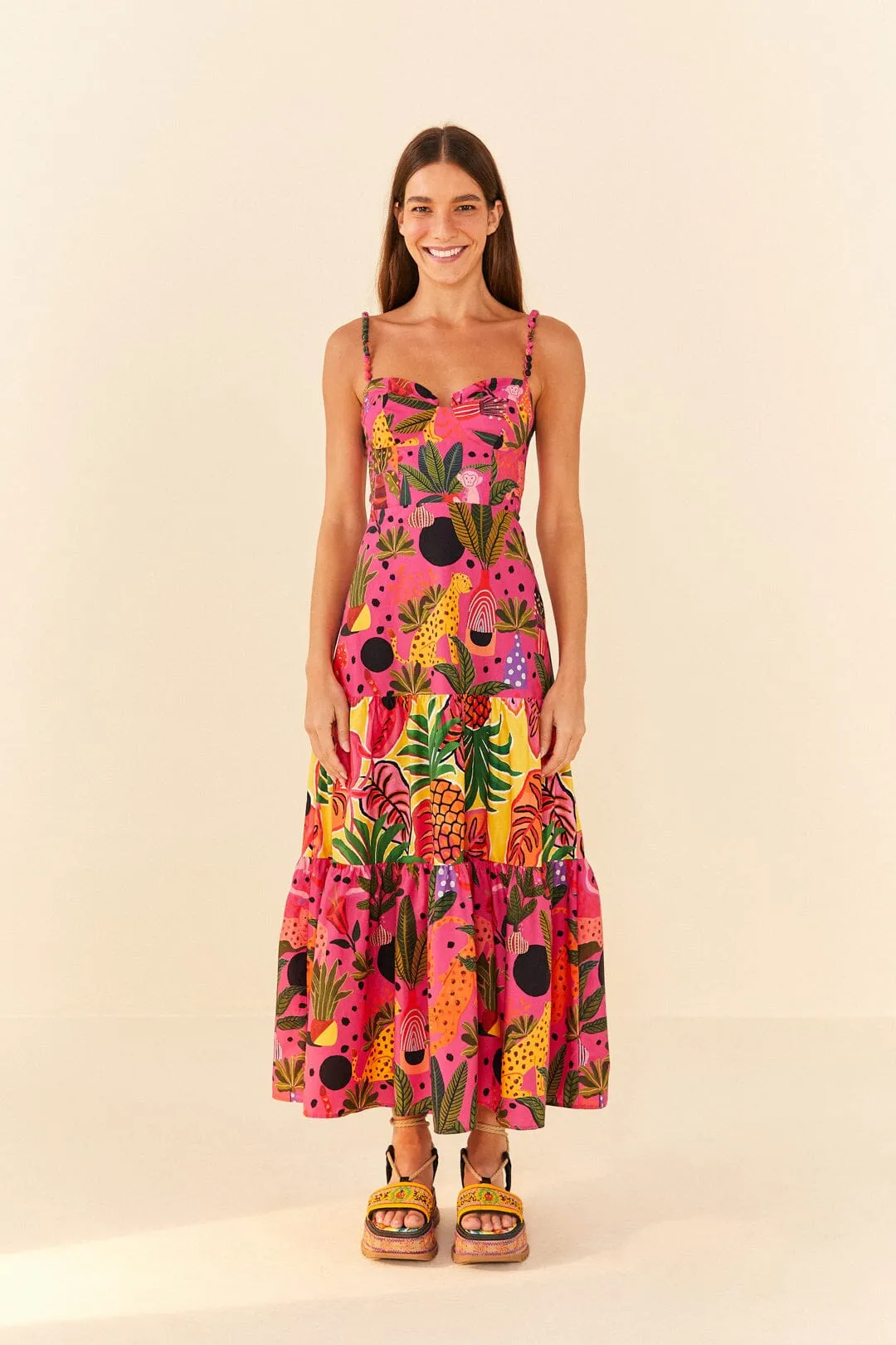 slow life Chic For Work Pink Pop Leopards Mixed Midi Dress