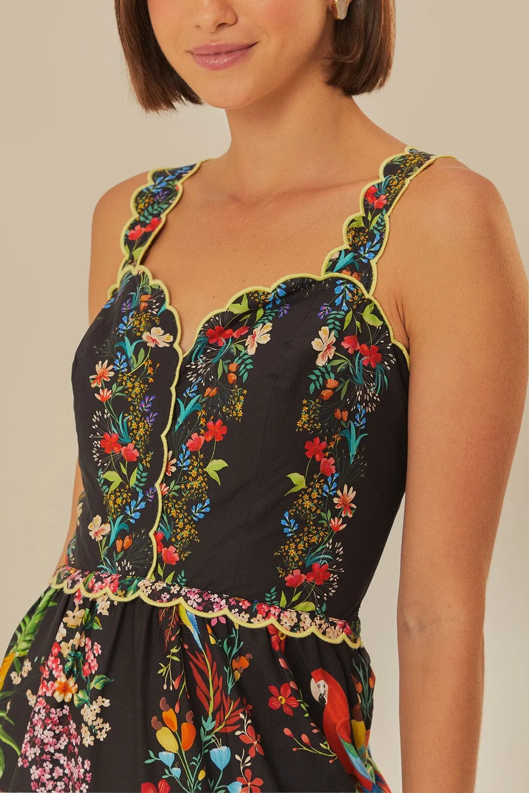 Black Delicate Forest Scarves Organic Cotton Maxi Dress Golden Hour Sunrise Glow