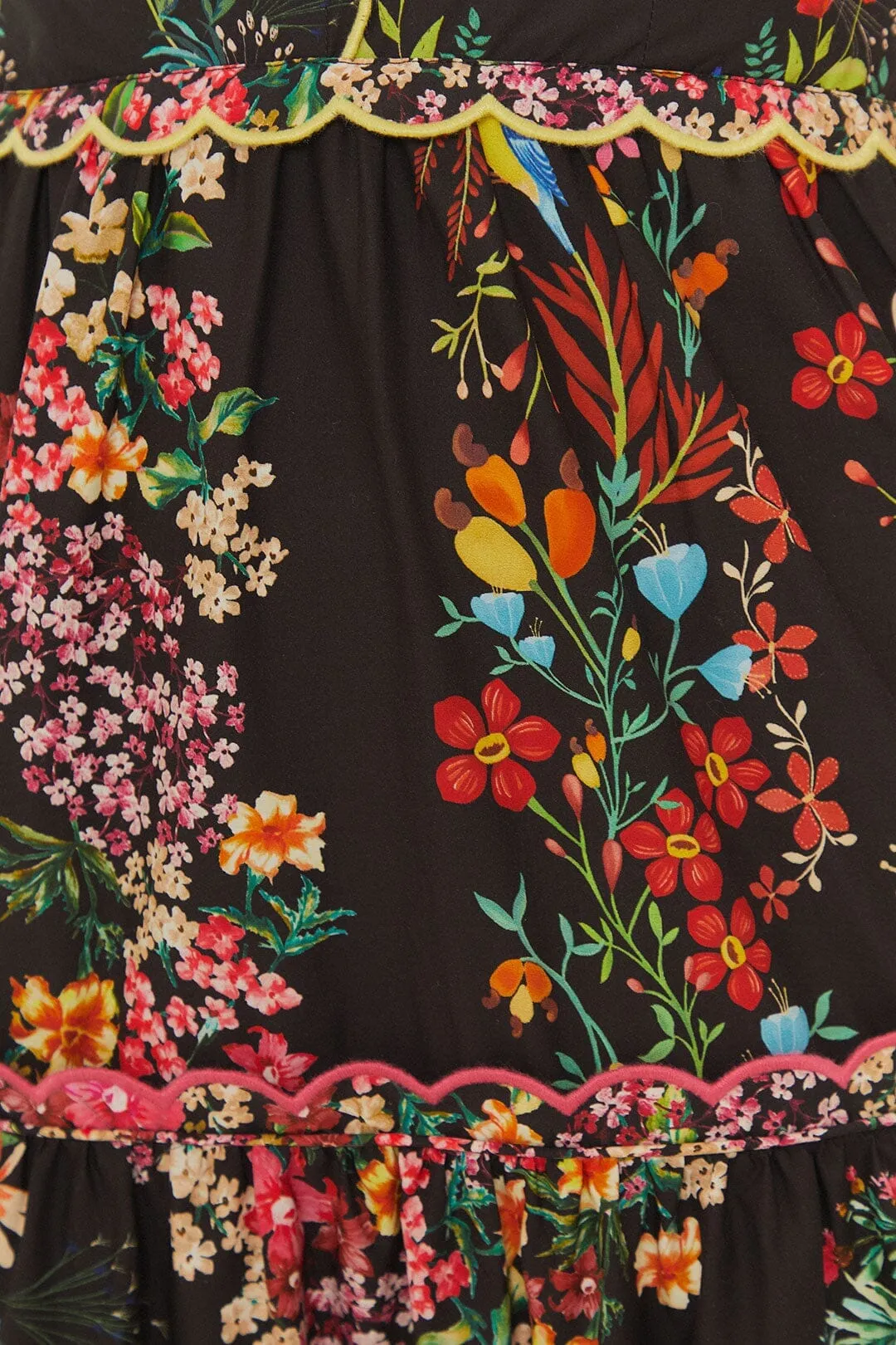 Black Delicate Forest Scarves Organic Cotton Maxi Dress Leaf Glow Tide Glow