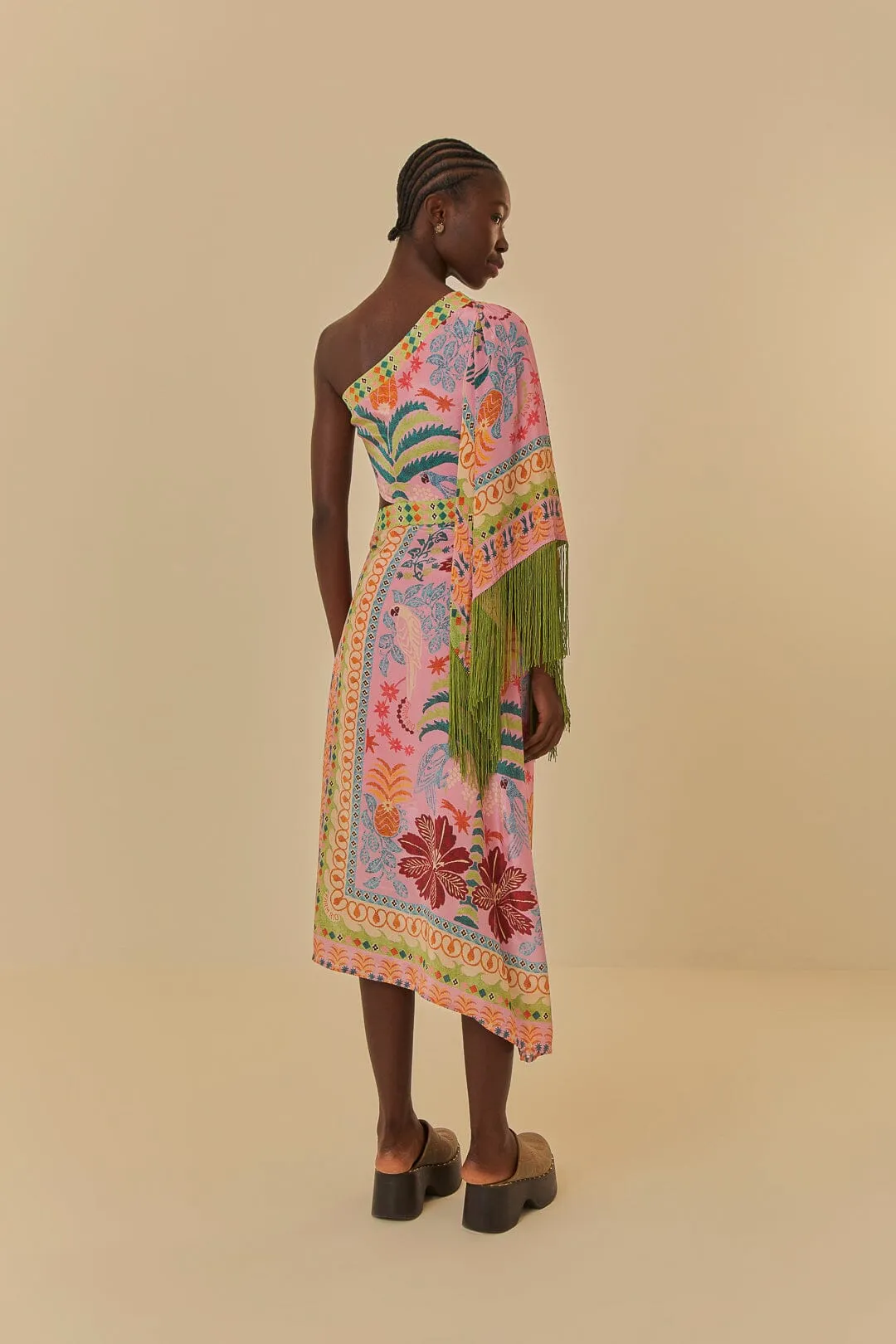 Pink Fruits Queen Scarf One Shoulder Maxi Dress The simple yet chic design of this maxi dress ensures it can be dressed up or down