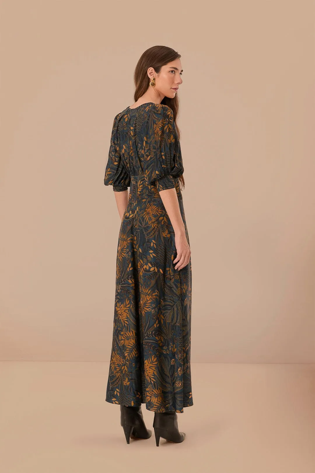 Fur Glow Teal Dotted Forest LENZING? ECOVERO? Viscose Maxi Dress
