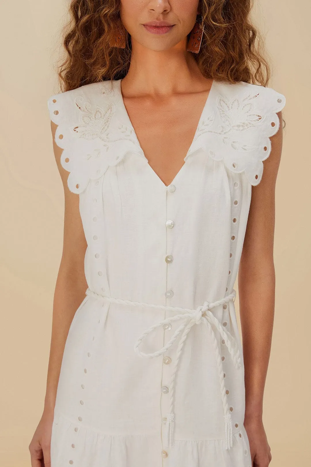 Off-White Sleeveless Euroflax? Premium Linen Maxi Dress Forest Air