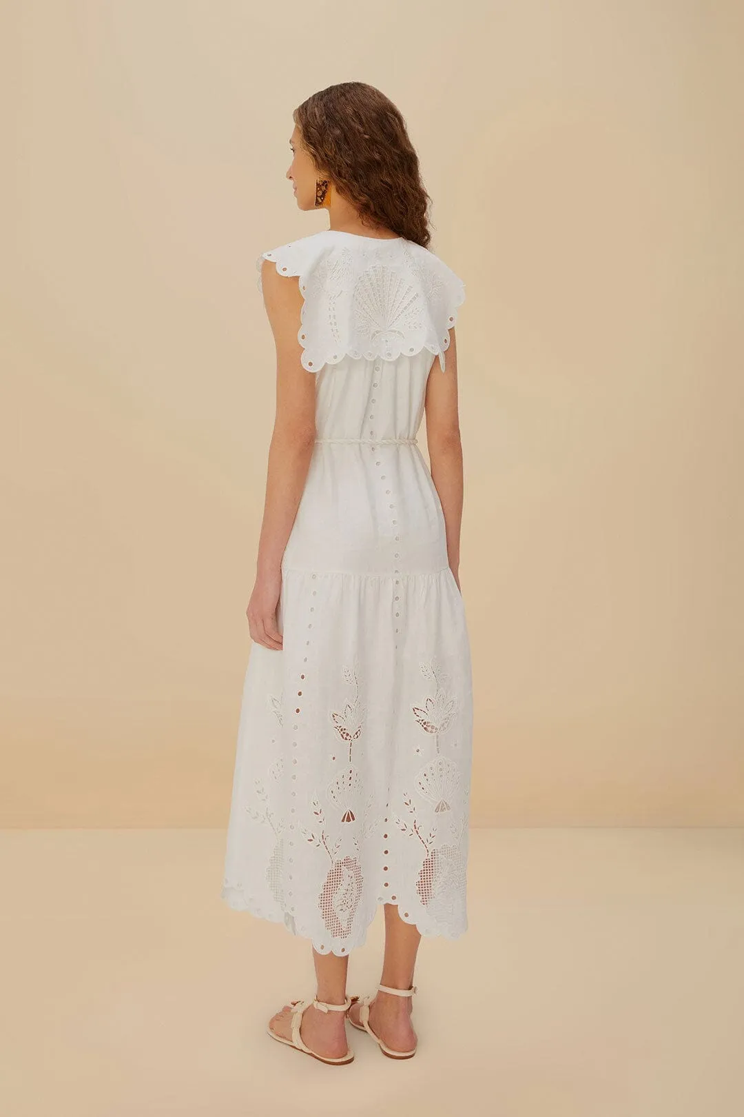 Off-White Sleeveless Euroflax? Premium Linen Maxi Dress Retro Mode Autumn Gold