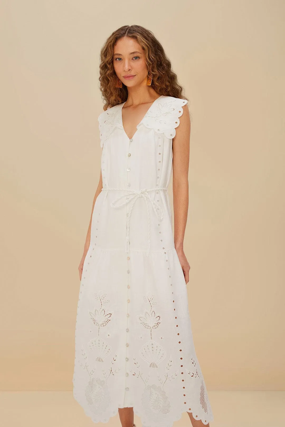 Leather Soft Moon Rise Off-White Sleeveless Euroflax? Premium Linen Maxi Dress