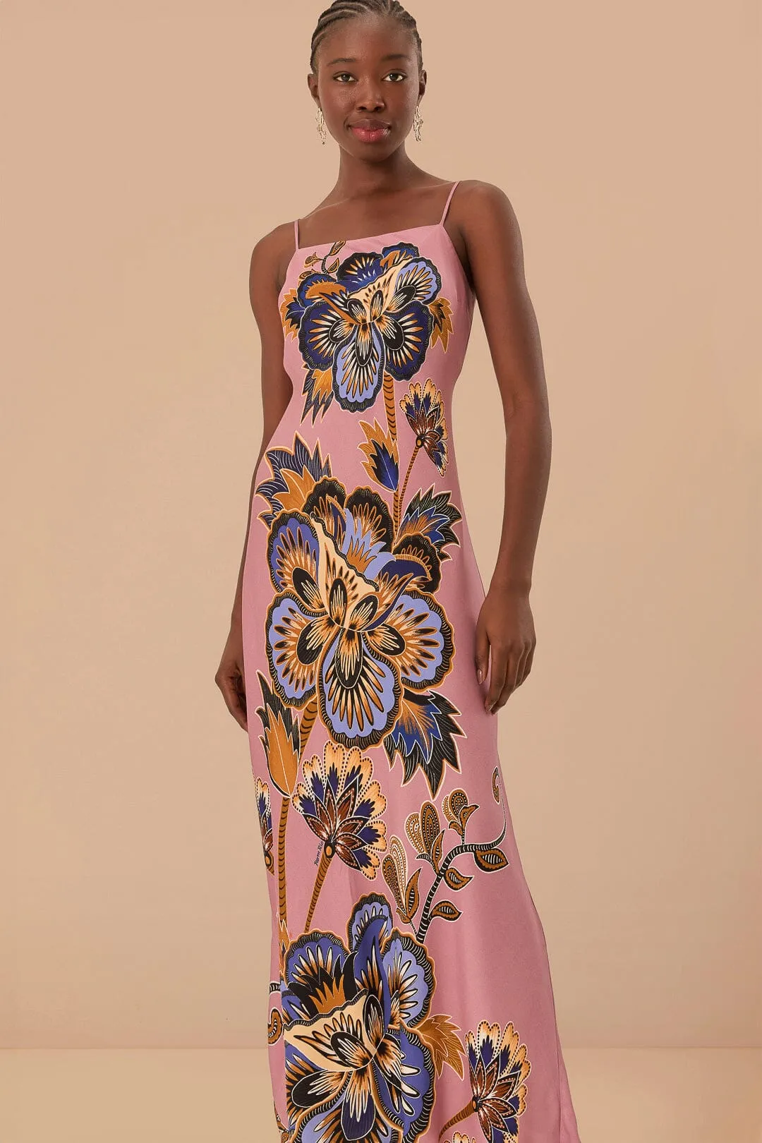 Pink Maxi Floral LENZING? ECOVERO? Viscose Slip Maxi Dress The flattering silhouette of this dress enhances your figure without compromising comfort Beach Gate