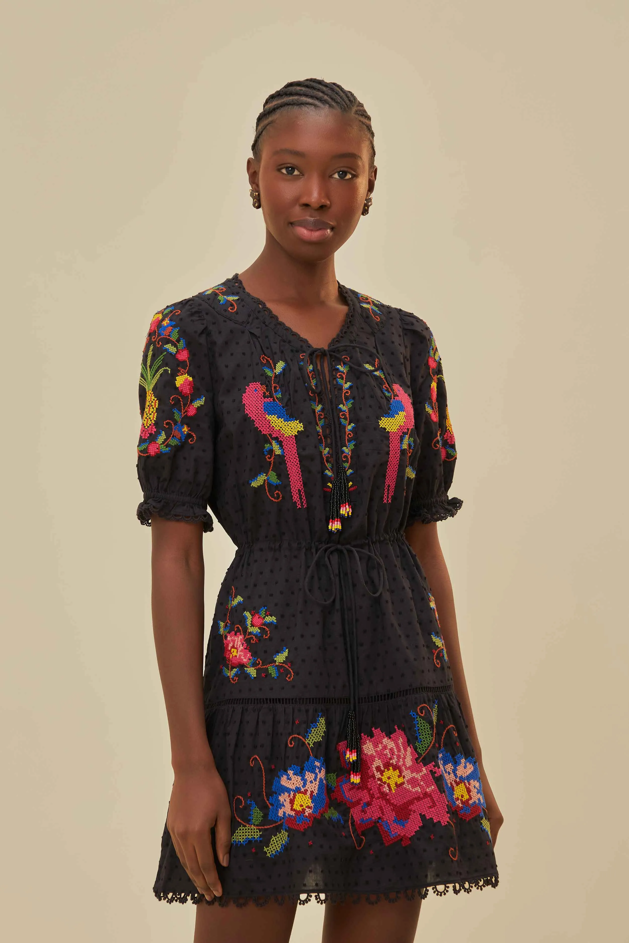 Urban Heat Effortless Chic Wear Black Embroidered Mini Dress