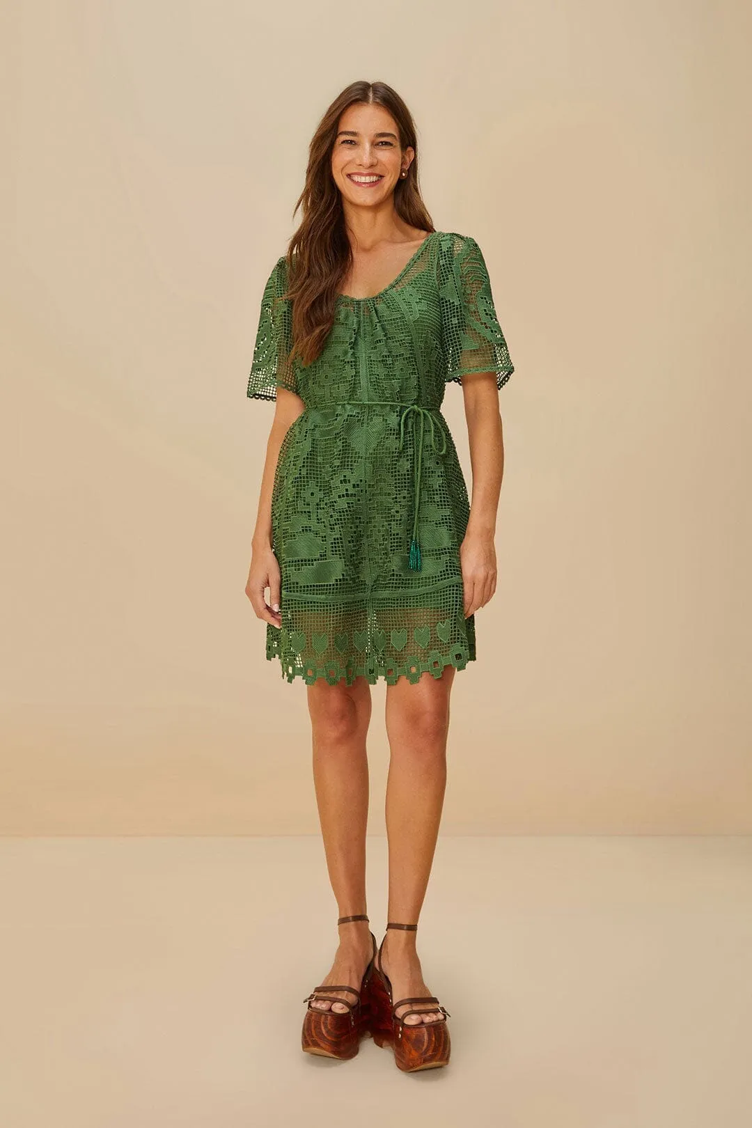Figure Pop Trend fresh Green Pineapple Guipure Mini Dress