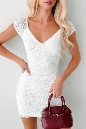 I'm What You Need Lace Mini Dress (Off White) Comfortable date night mini
