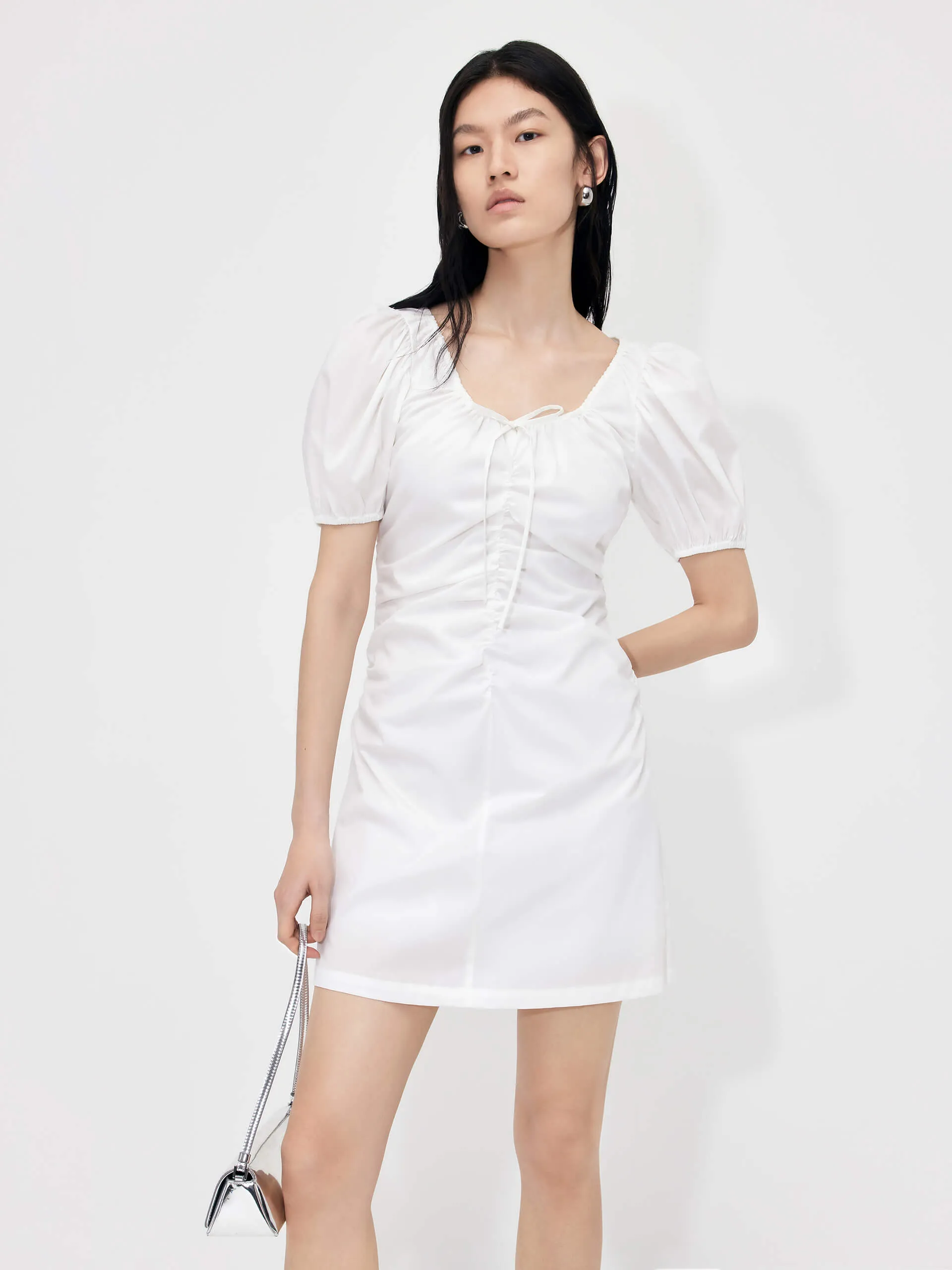 Pleated Detail Waist Dress Bright Pop Glow Soft