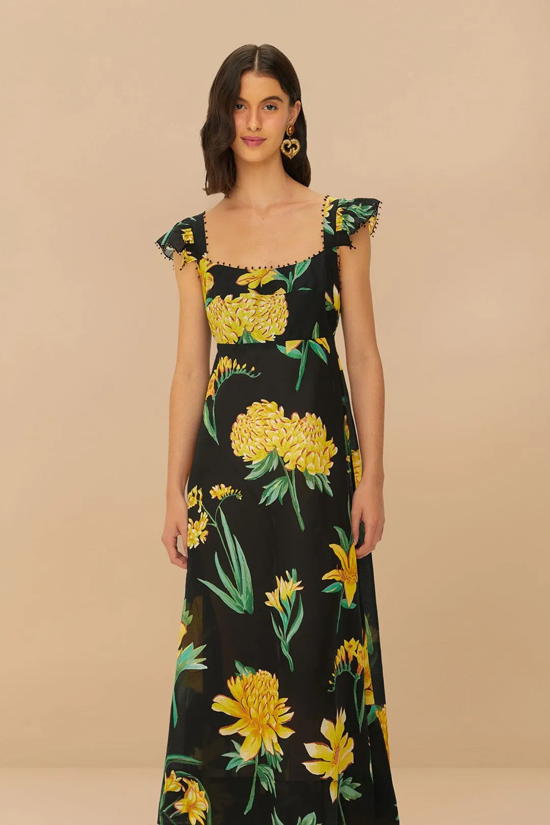 Black Alice Flowers Maxi Dress Art Soul