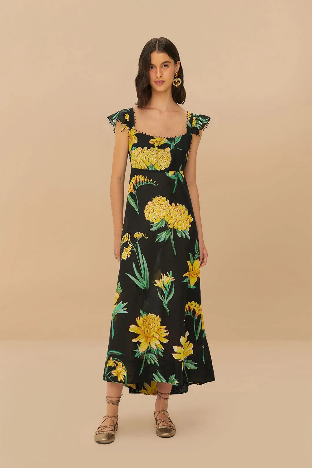 Ruby Shine Black Alice Flowers Maxi Dress