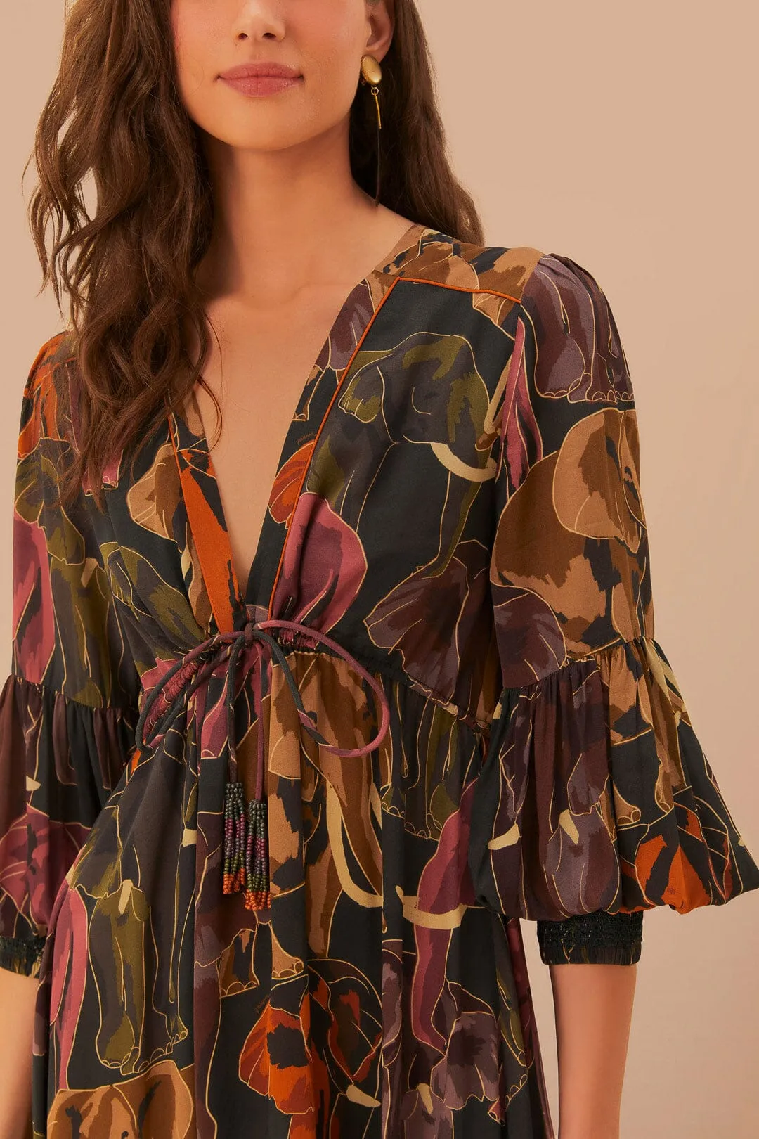 Soft Move Green Elephants Maxi Dress