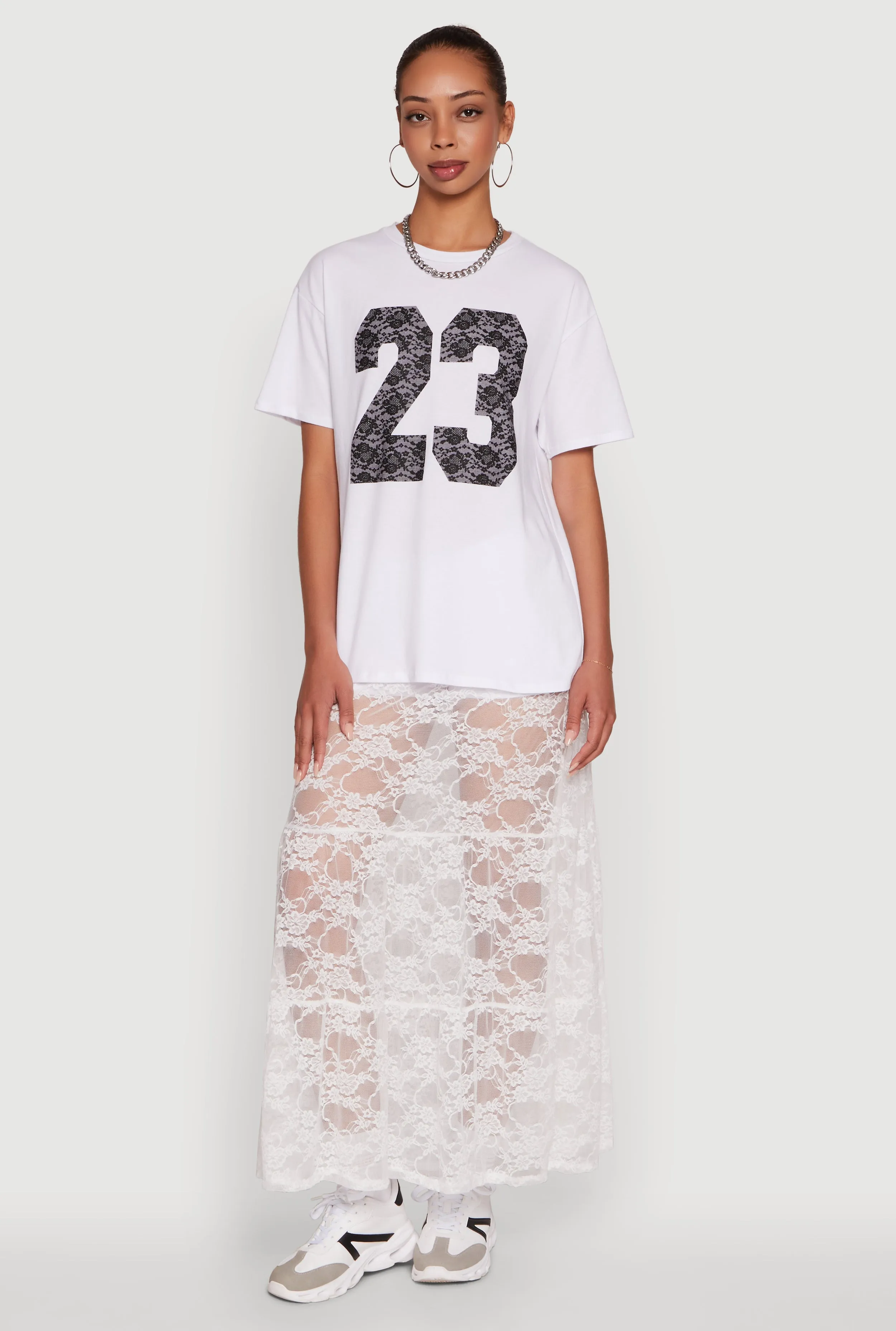 Chic High Waisted Maxi Tiered Lace Skirt Outfit Vibes Fashion Forward