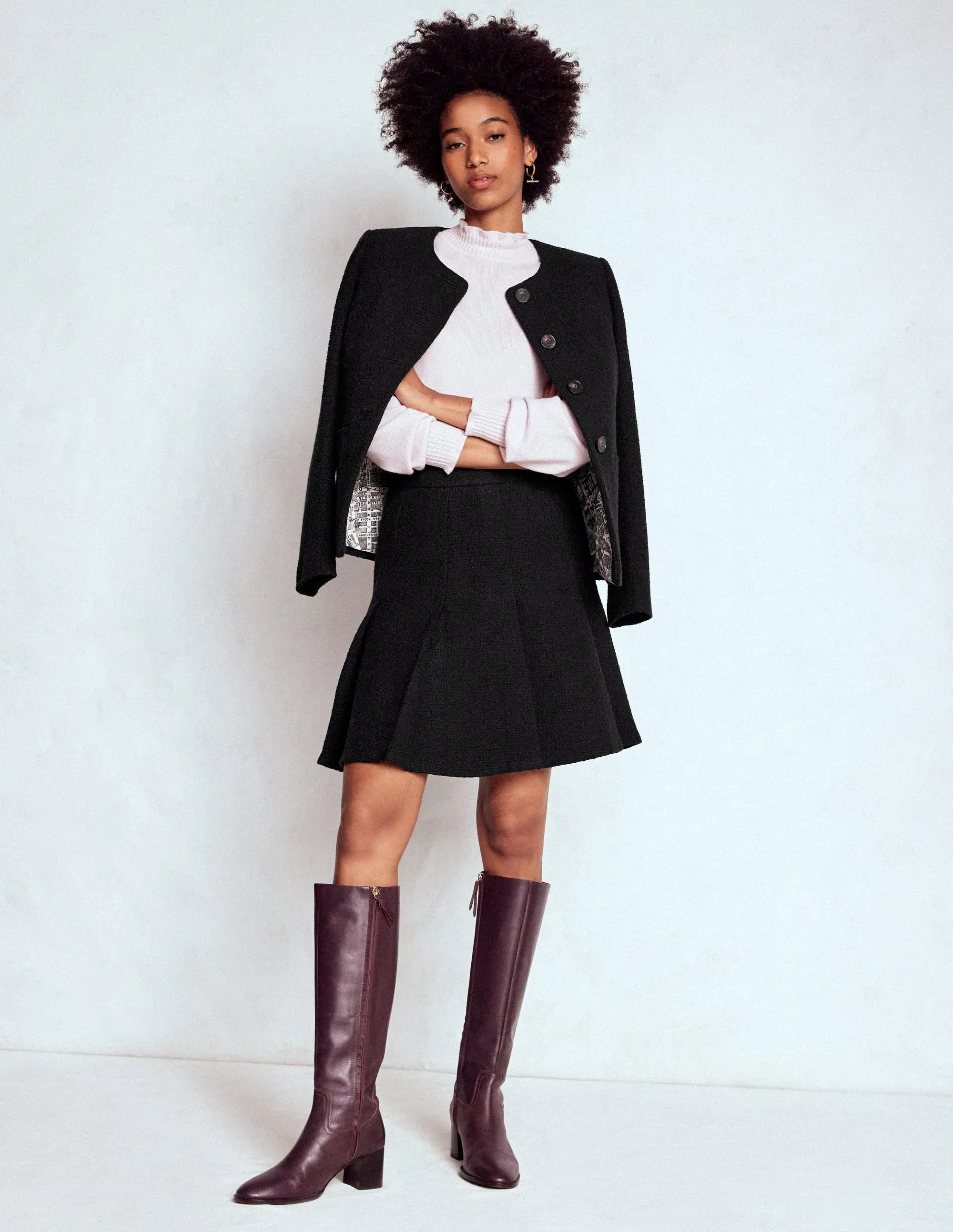 Artisanal Craft Airy Comfort Flippy Textured Skirt-Black