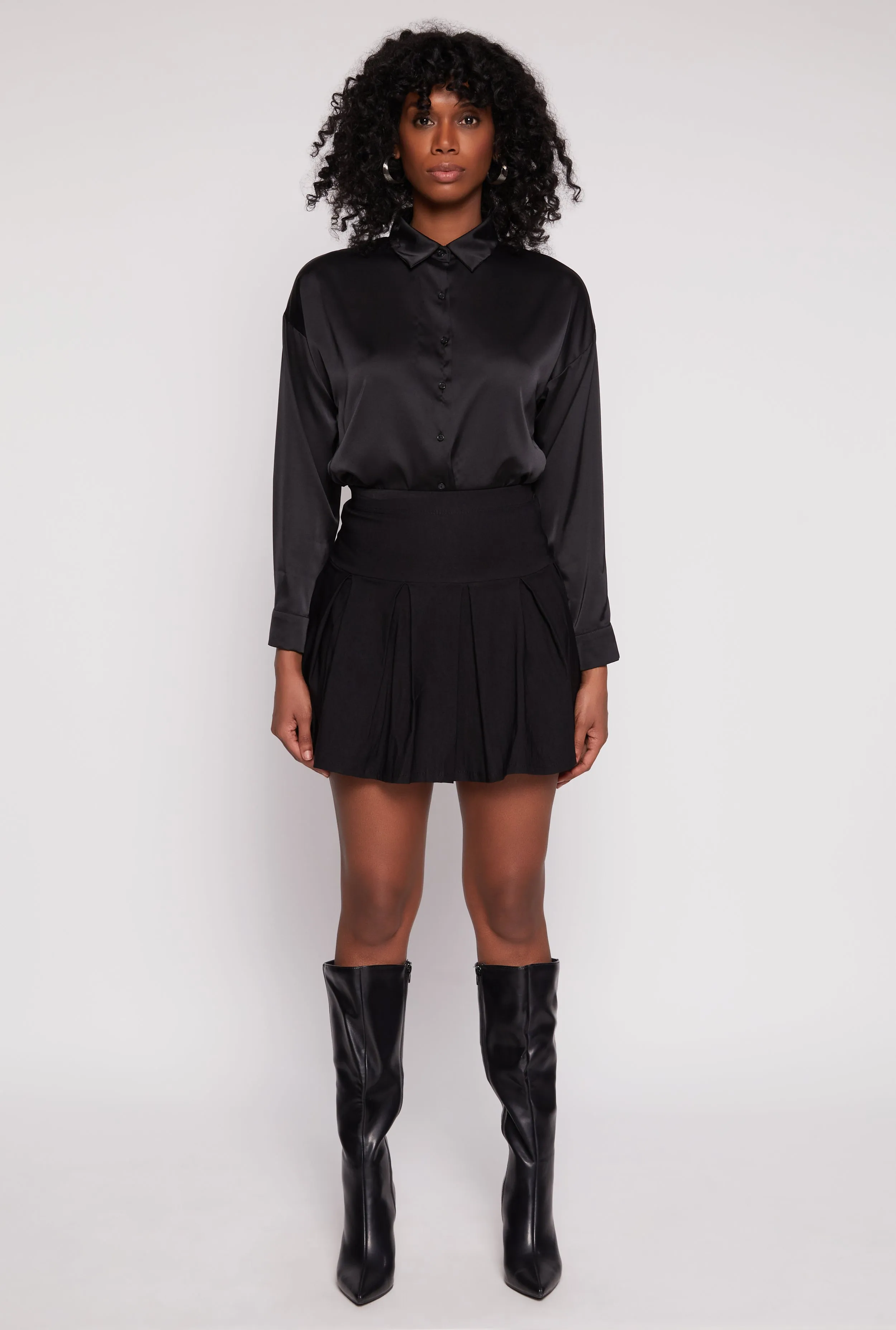 Active Wear High Waisted Pleated Mini Skirt