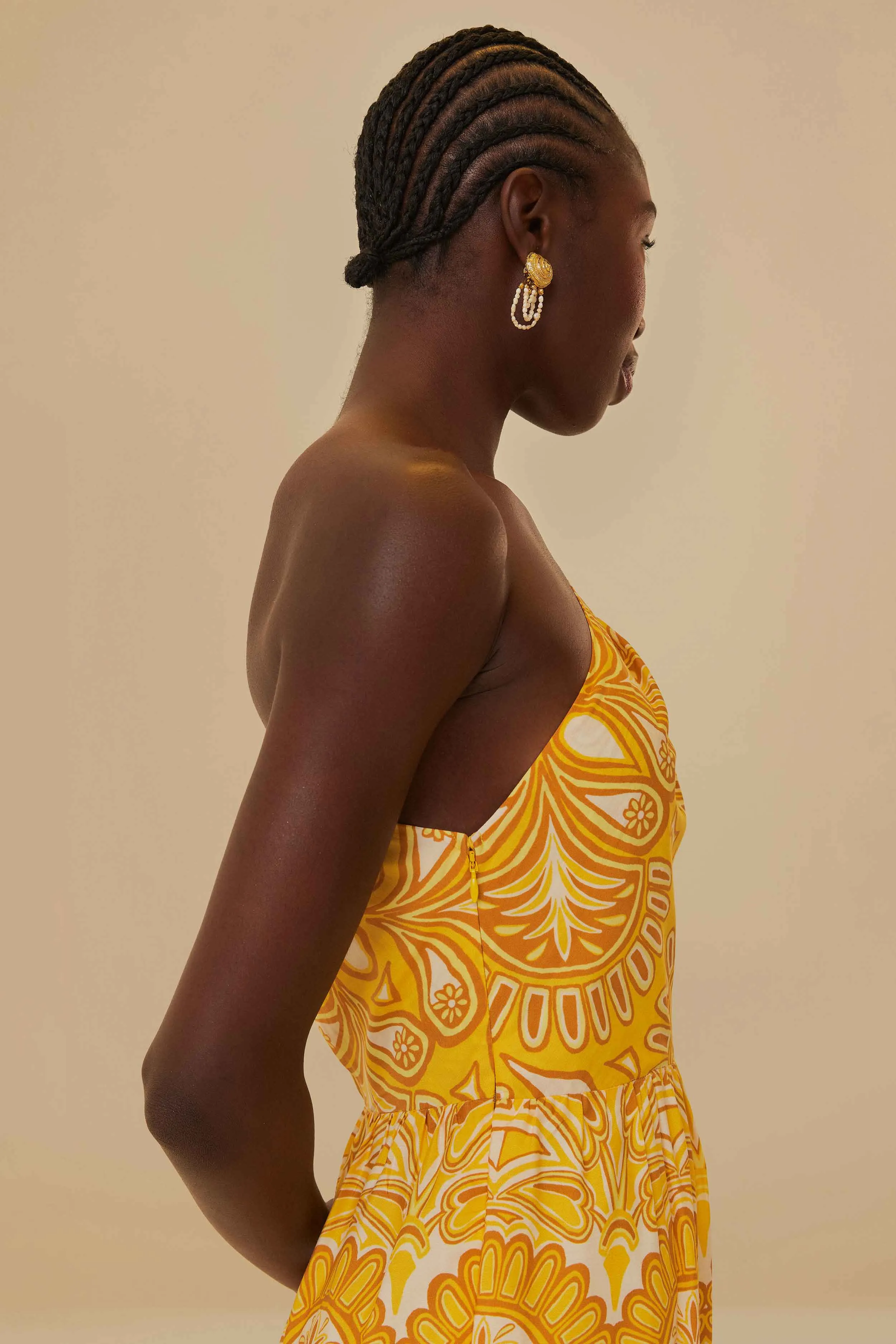 Yellow Ainika Tapestry One Shoulder Maxi Dress Urban Cool