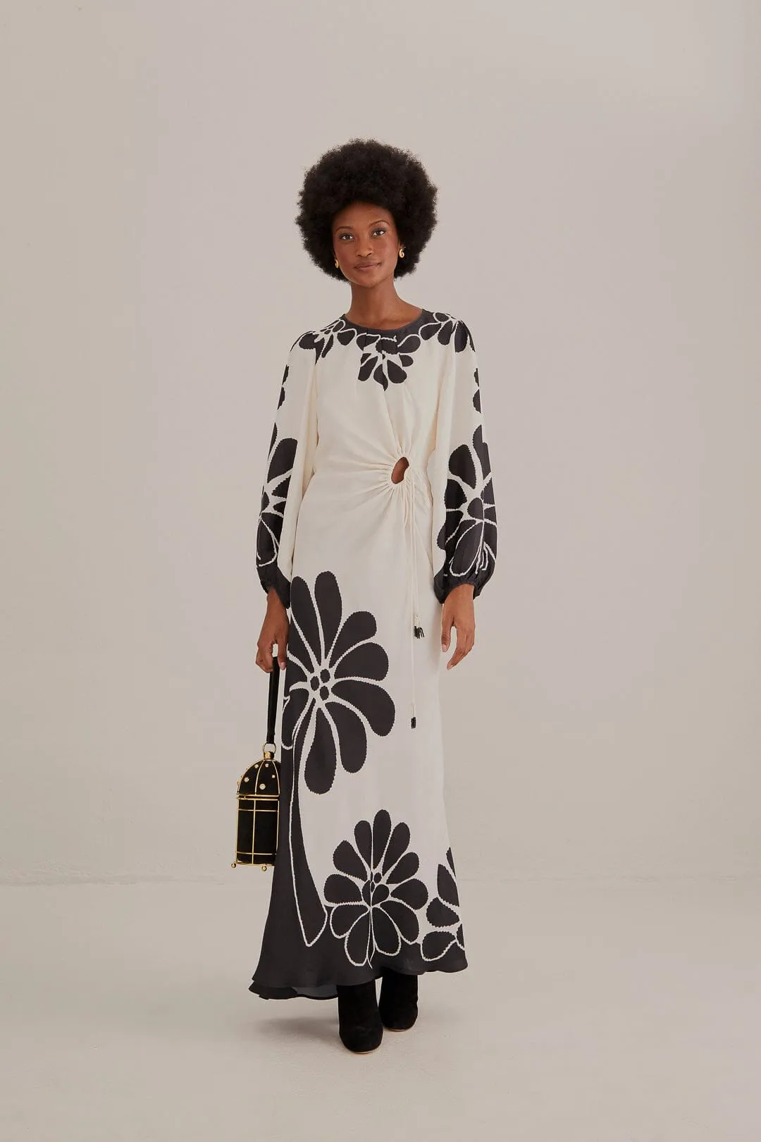Black Palermo Cut Out  Lenzing? Ecovero? Viscose Maxi Dress Maxi dress with belt With its sleek and chic design this dress is perfect for both casual and formal settings