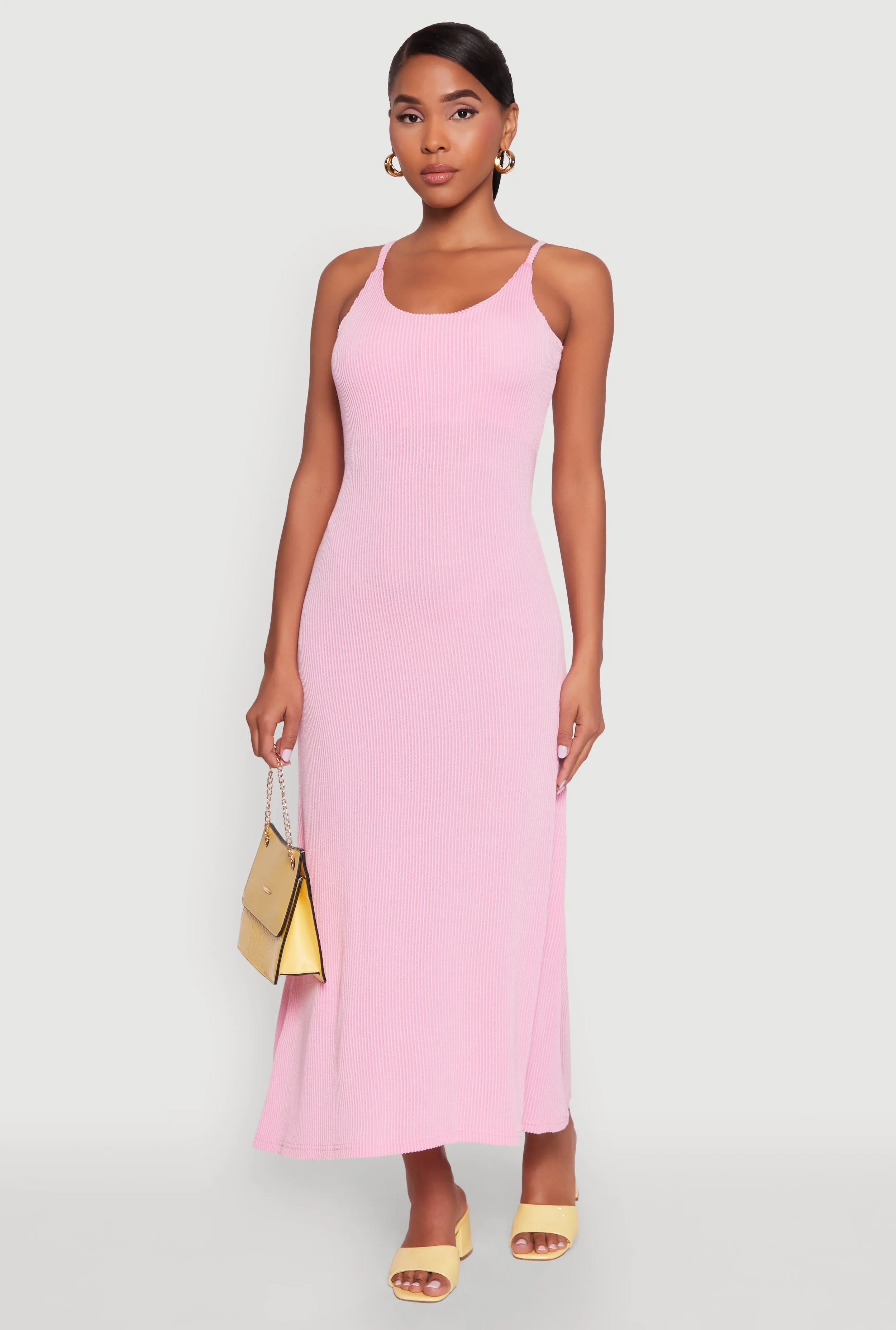 Sea Breeze The simple design of this dress ensures that it will never go out of style Elegant Scoop Neck Ribbed Knit Cami Dress