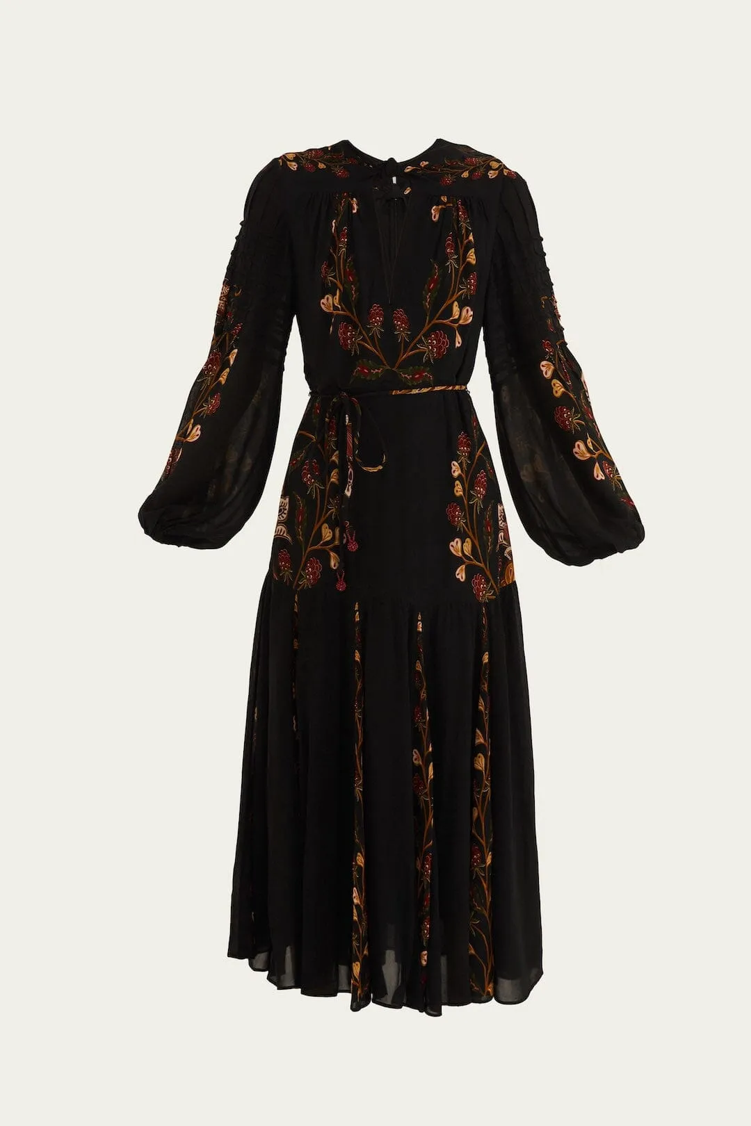 Black Berry Garden Long Sleeve Pleated Maxi Dress tie dye Cozy evening dress
