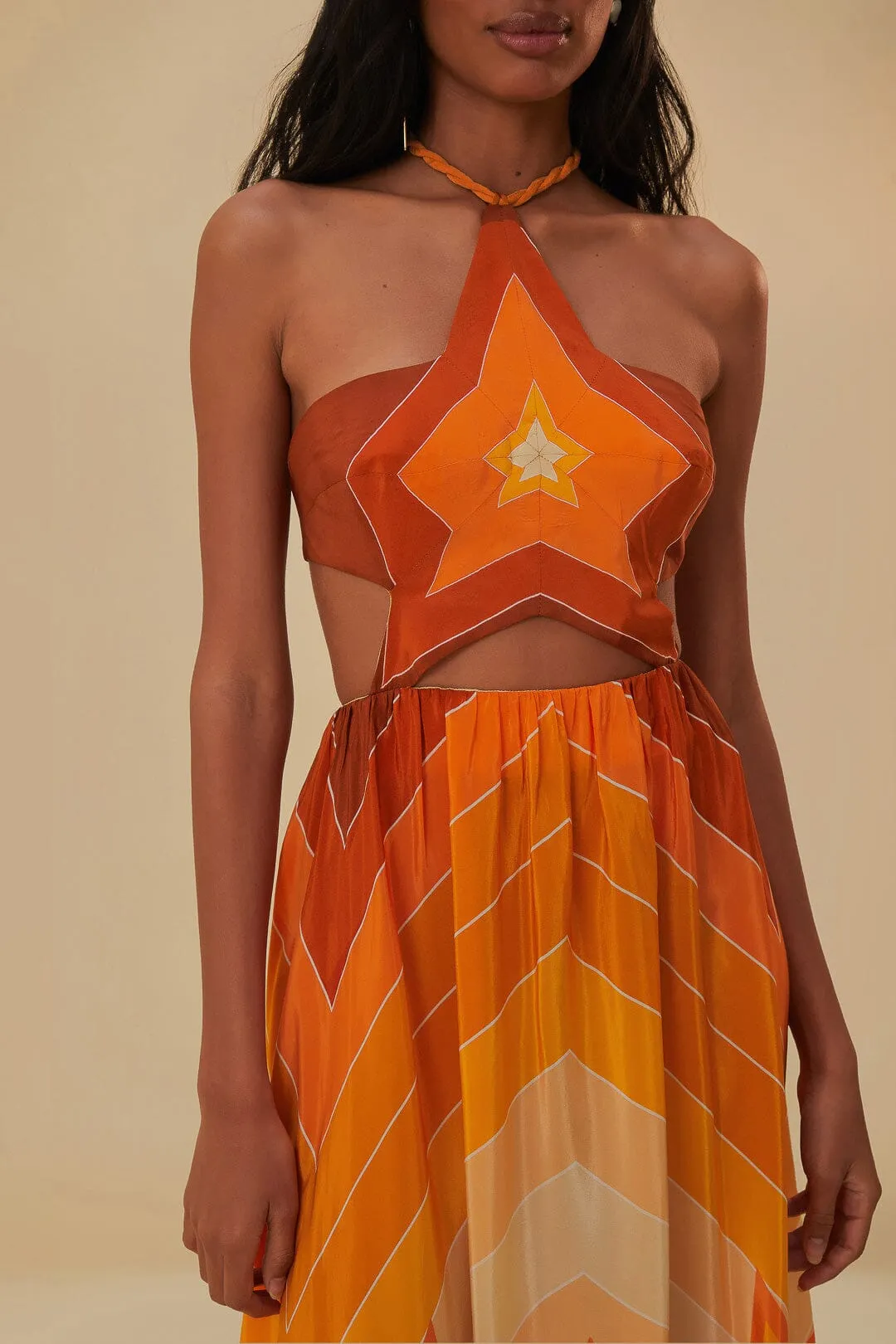 Spanish Heat Photo Time Orange Gradient Stripes Maxi Dress
