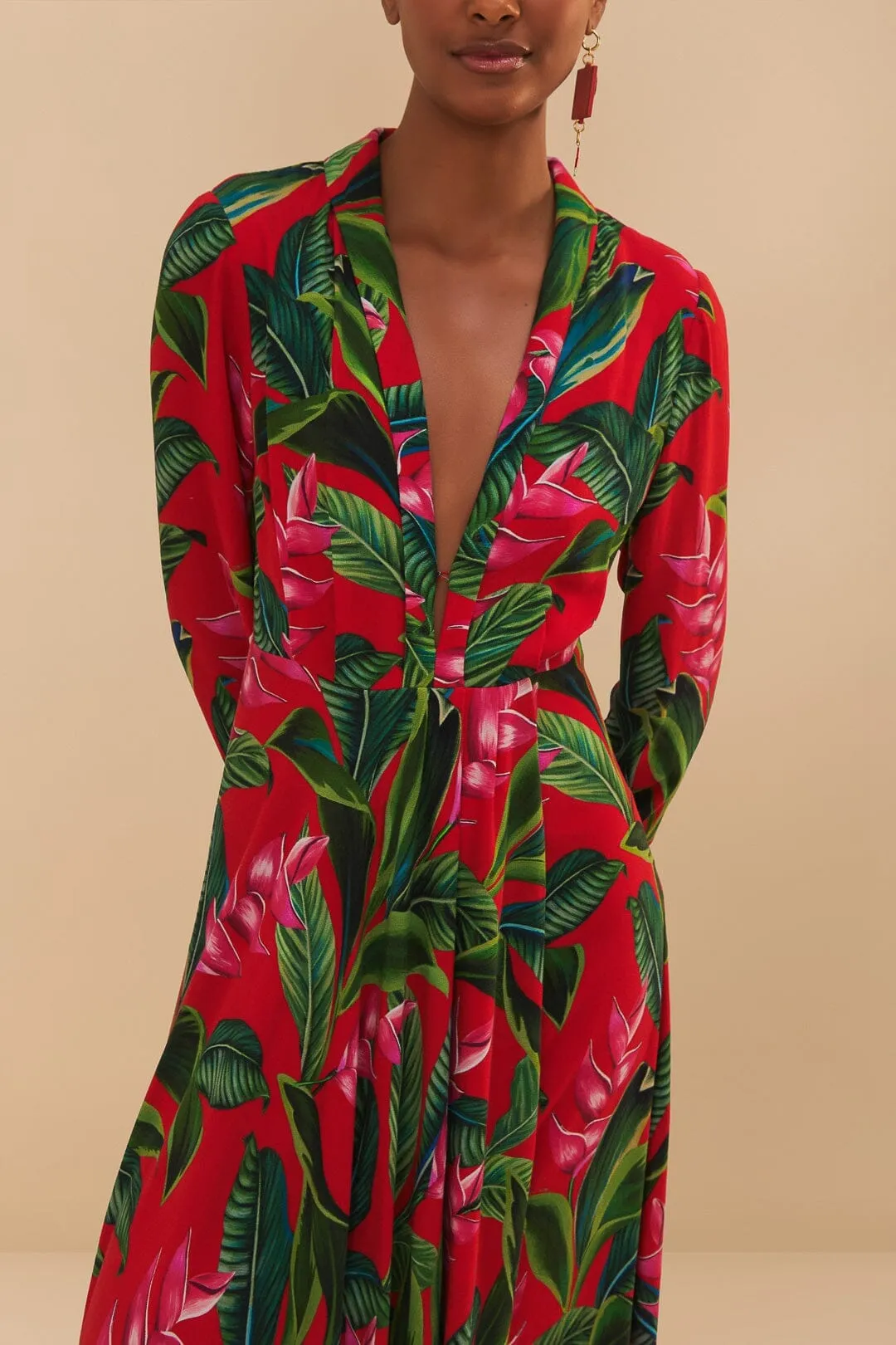 This dress provides the ideal balance of style and comfort making it a wardrobe essential Red Dream Garden Long Sleeve Maxi Dress
