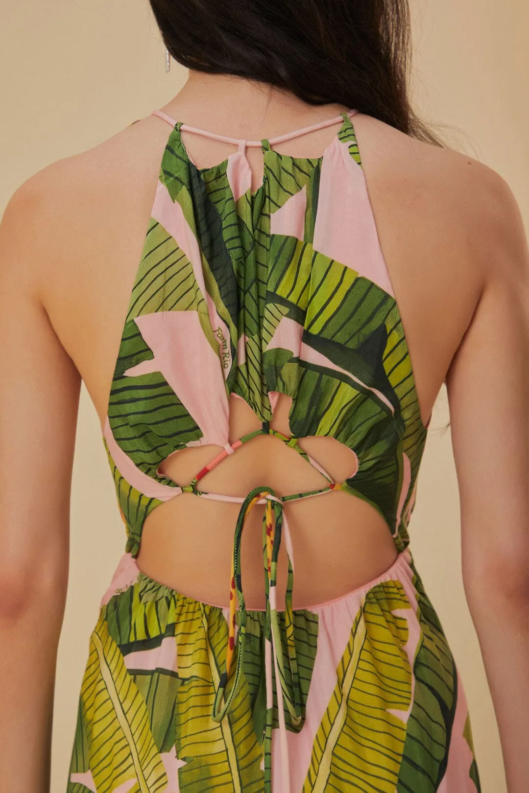 Pink Banana Leaves Sleeveless Maxi Dress Art Soul Creek View