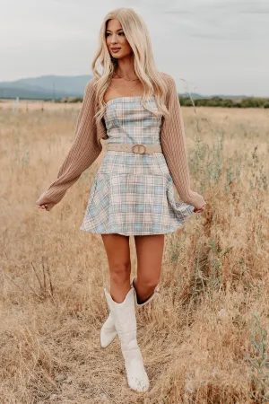 Hold Me Here Strapless Plaid Mini Dress (Light Blue) Smart Fit Look Relaxed Style