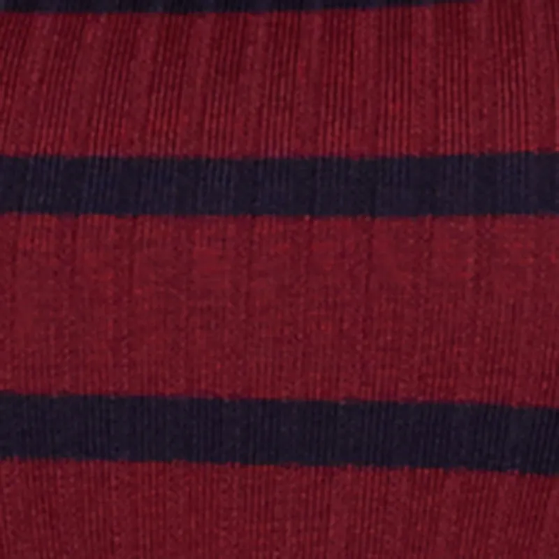 Full Circle Skirt Pattern Rib Knit Striped Long Sleeve Sweater Dress