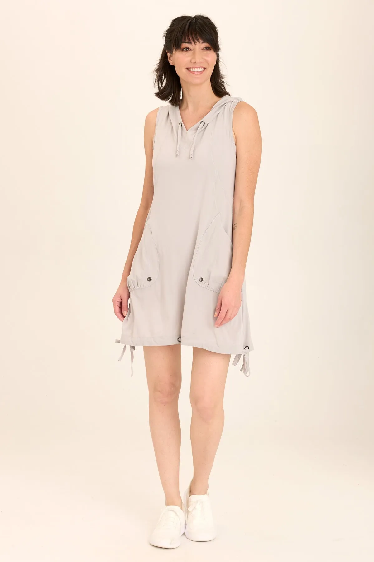 Sumi Active Whisper Stretch Hooded Cargo Mini Dress Love Core