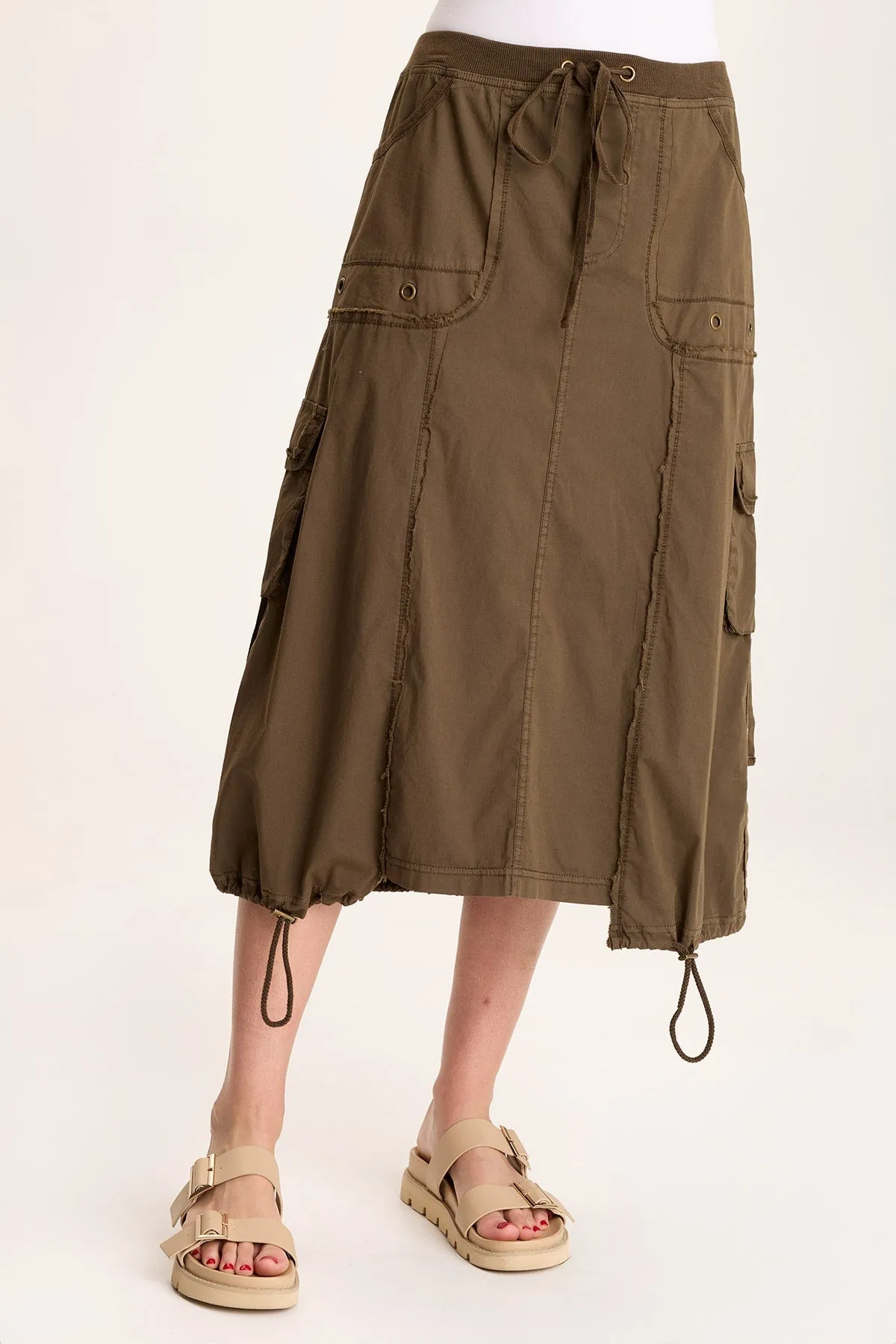 Castalina Poplin Cargo Midi Skirt Young Edge