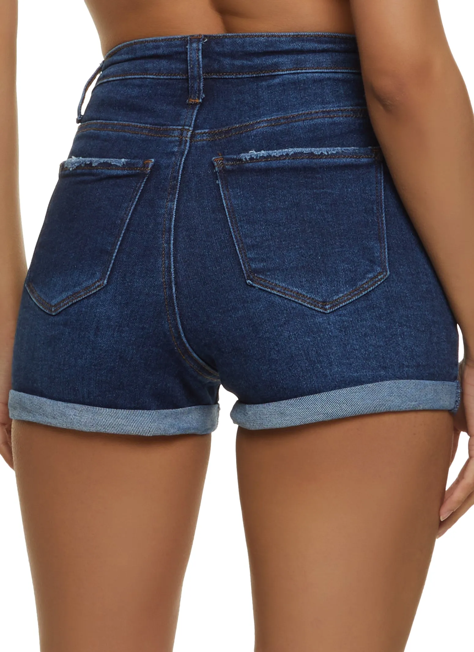 WAX Button Up Denim Shorts Tight Fit