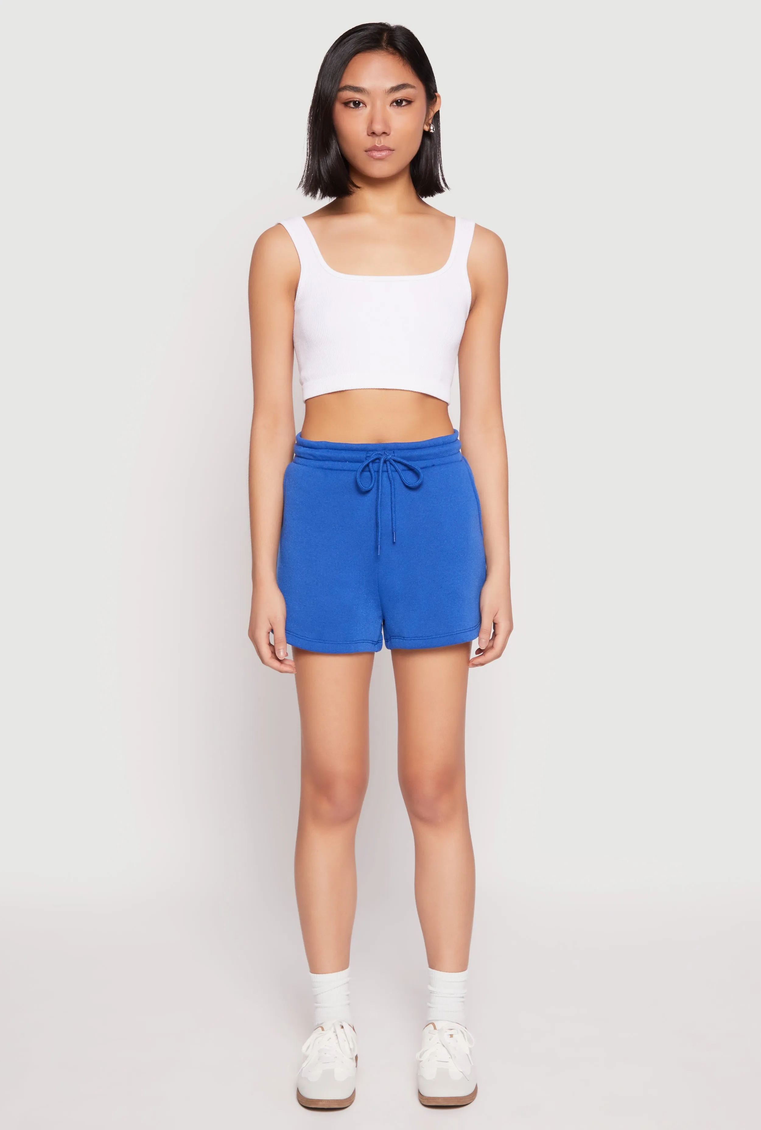 High Waist Drawstring Sweatshorts Midweight Texture