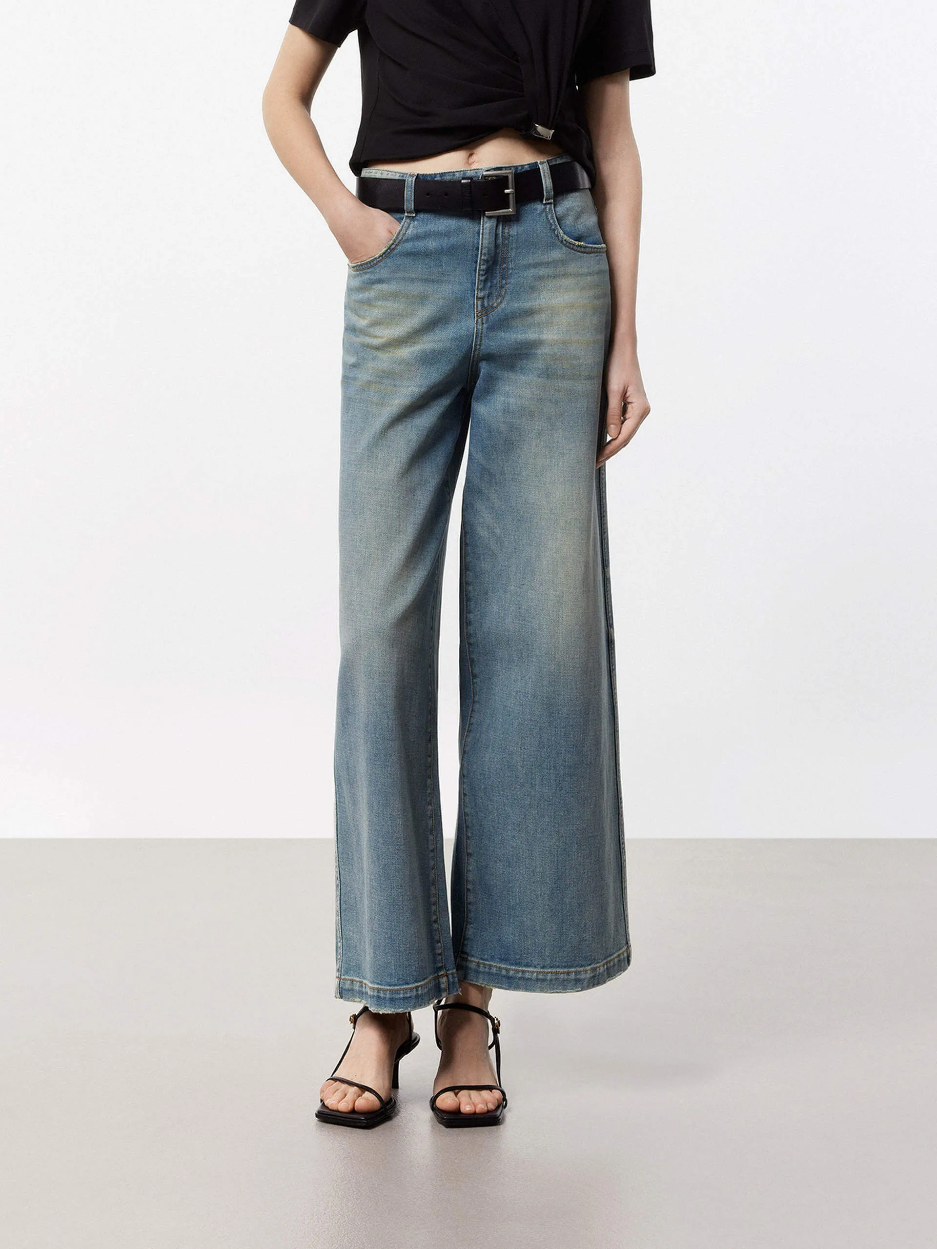 Organic Cotton Material Everyday Favorite Wide Leg Denim Jeans
