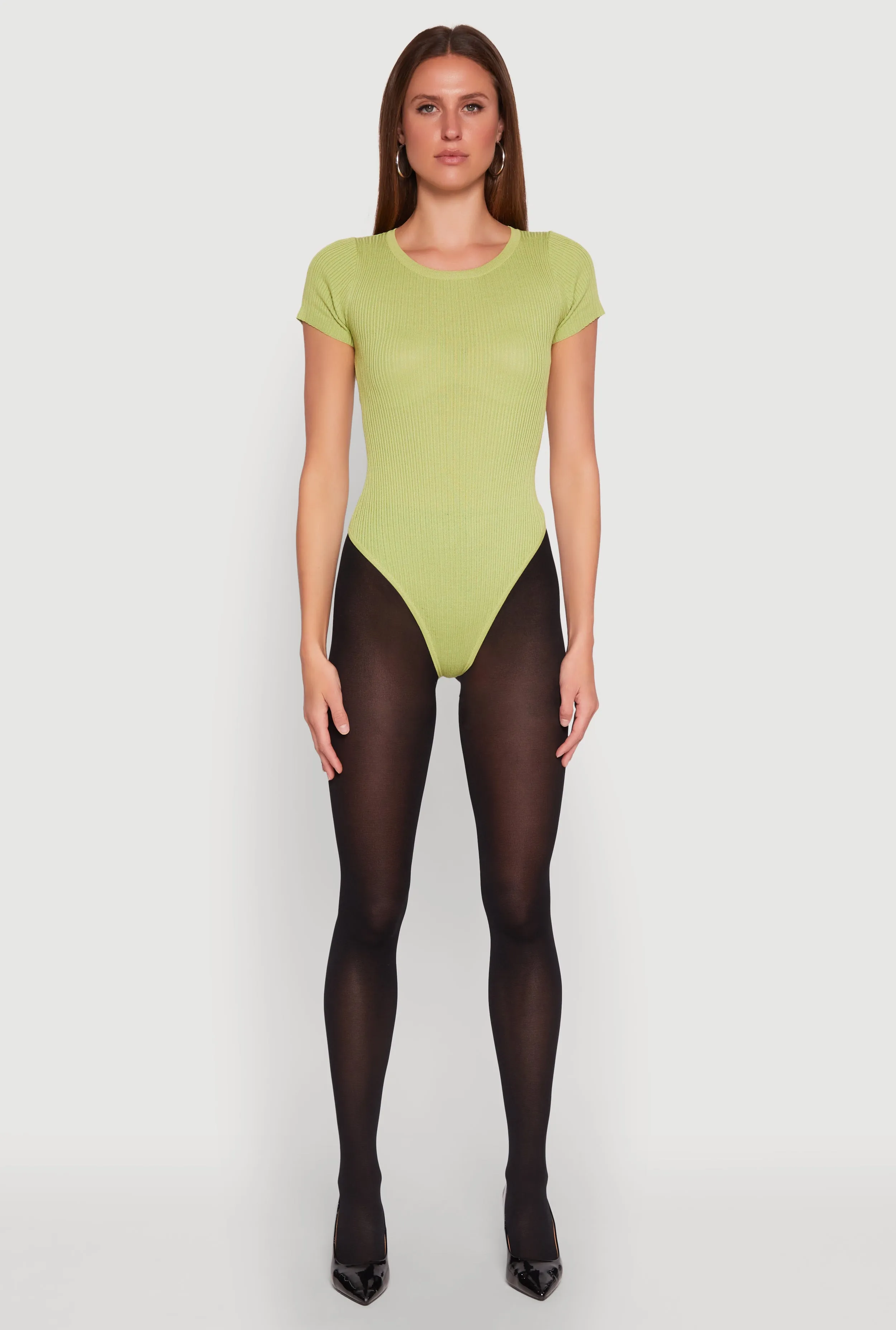 Daisy Rib Knit Crew Neck Bodysuit Training Picnic