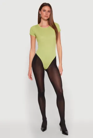 Daisy Rib Knit Crew Neck Bodysuit Simple Neutral Active Teen