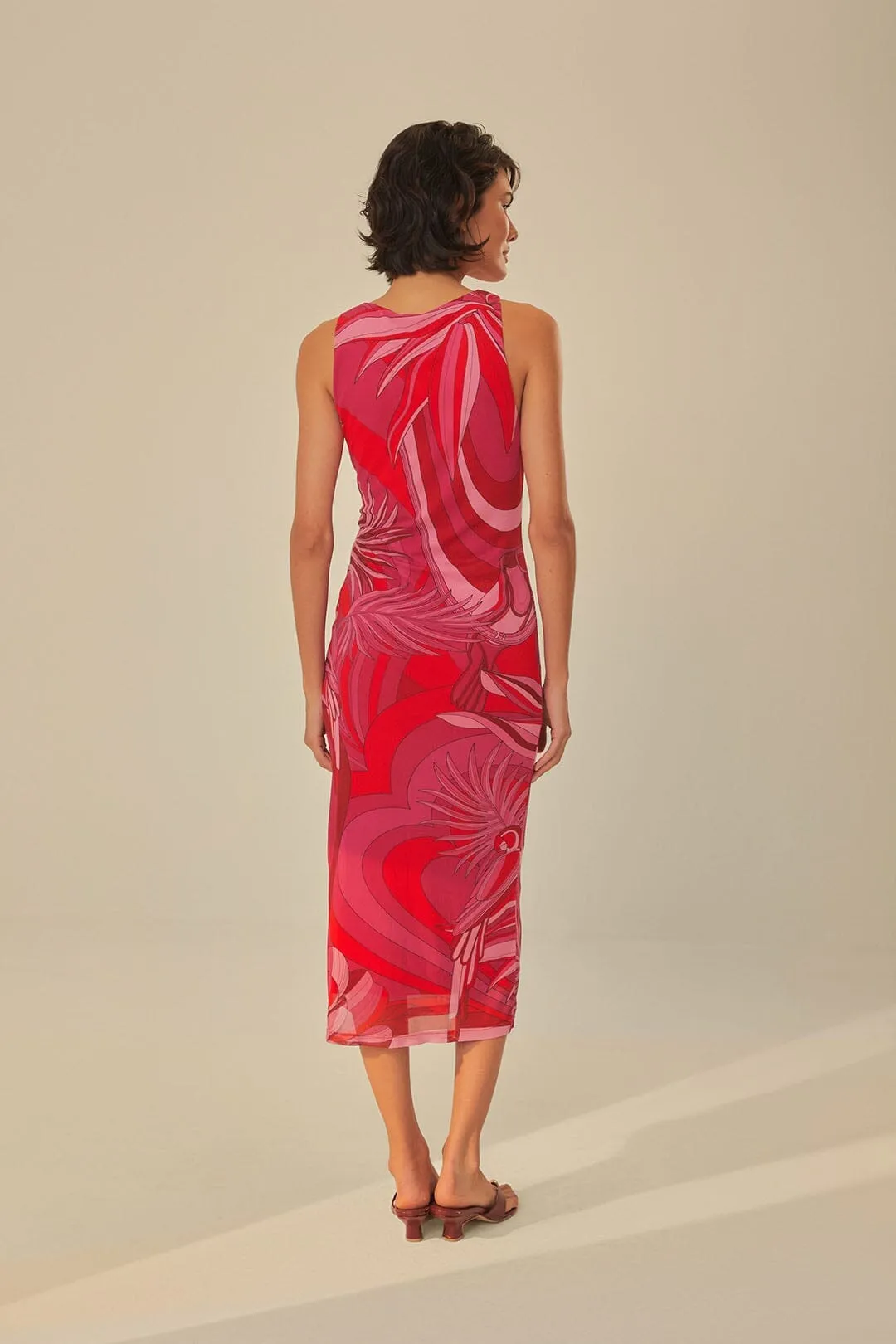 Red Endless Summer Tulle Midi Dress Seasonal Comfort Chic Comfort