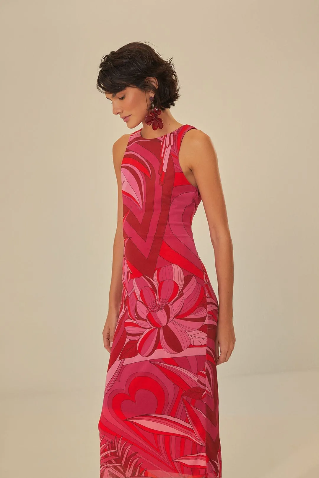 Polished Wardrobe Flattering Fashion Red Endless Summer Tulle Midi Dress