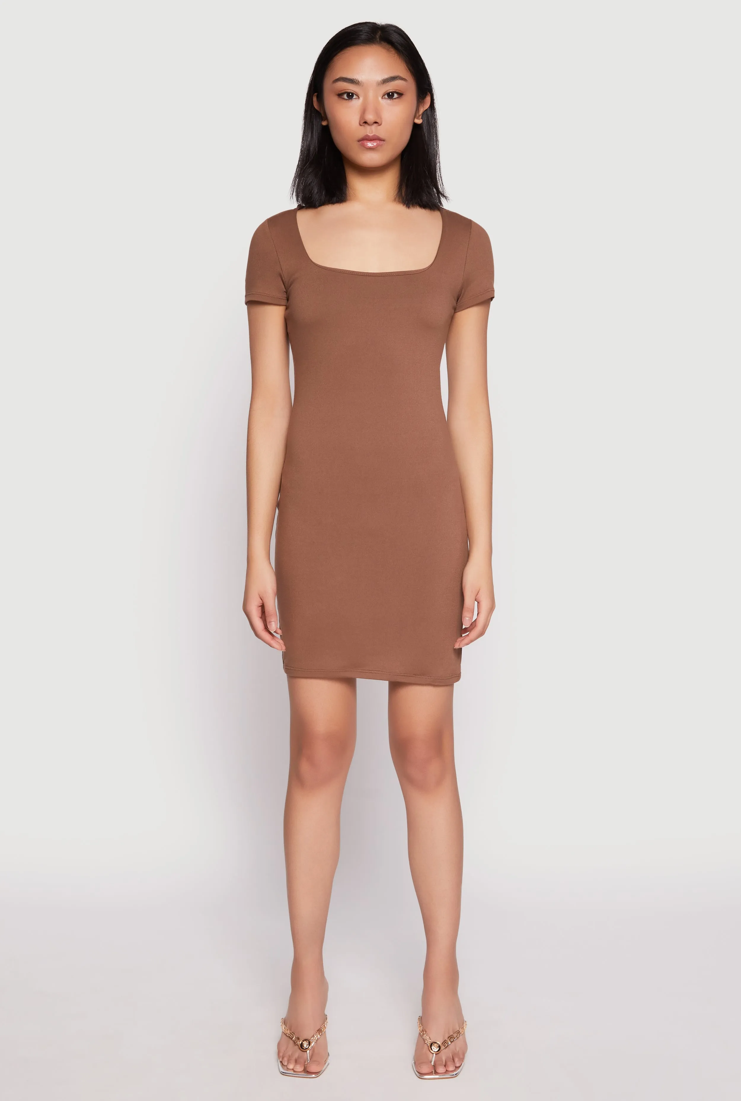 Antimicrobial Coating Easy Fit Square Neck Mini T Shirt Dress