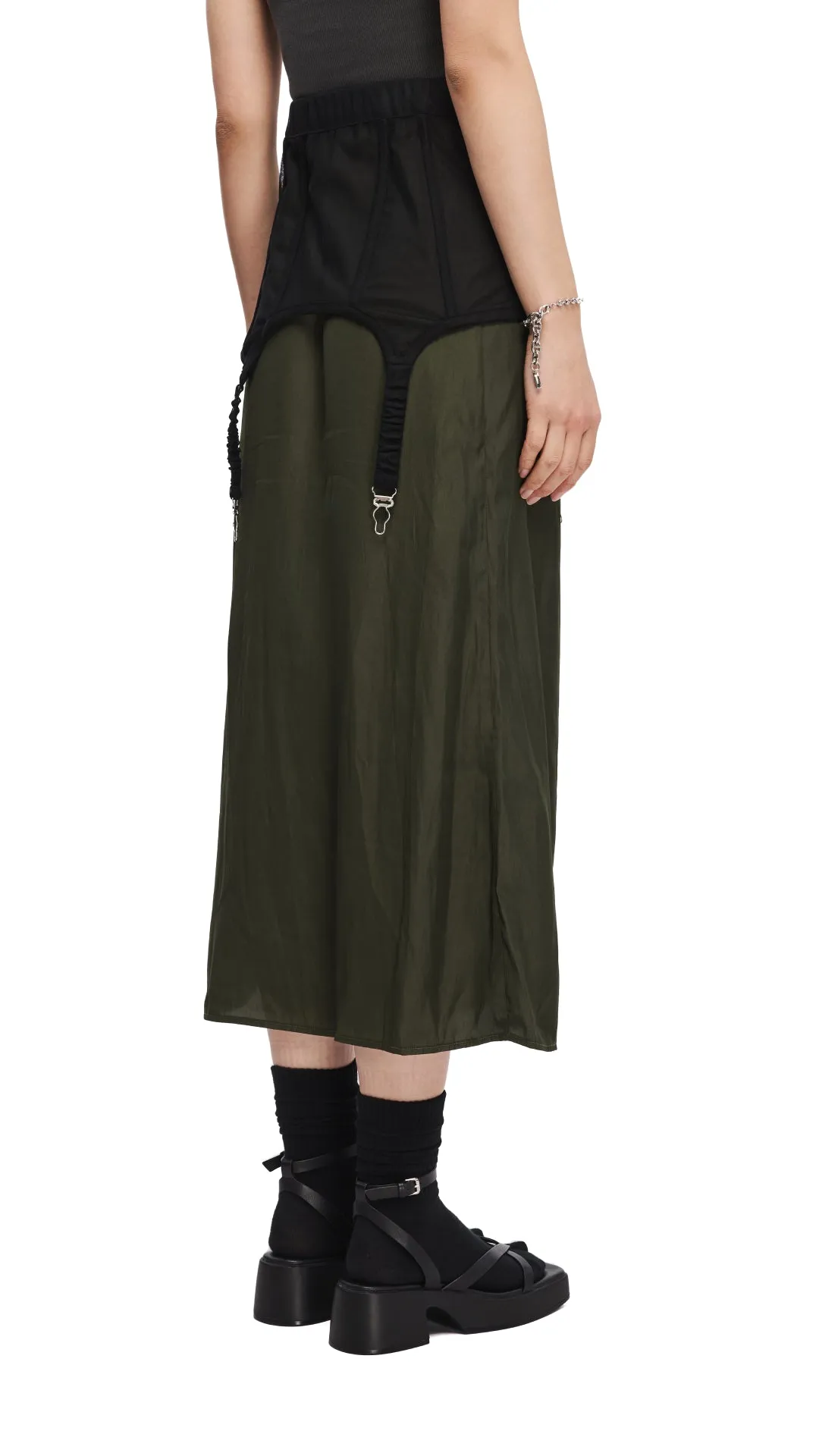 Contrast Panel 2 In 1 Corset Gather Skirt
