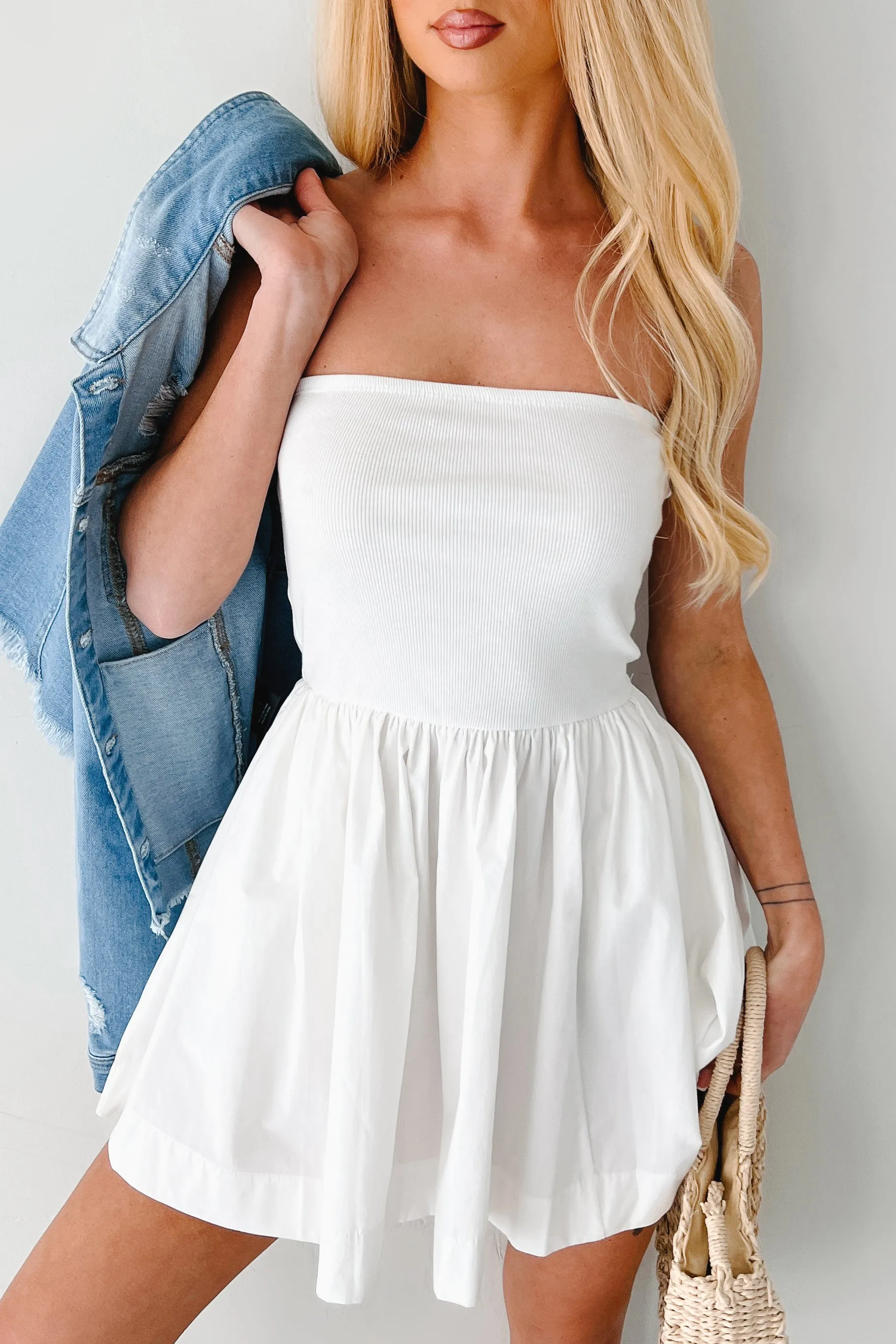 Fresh Chic Creating My Future Strapless Mini Dress (White)